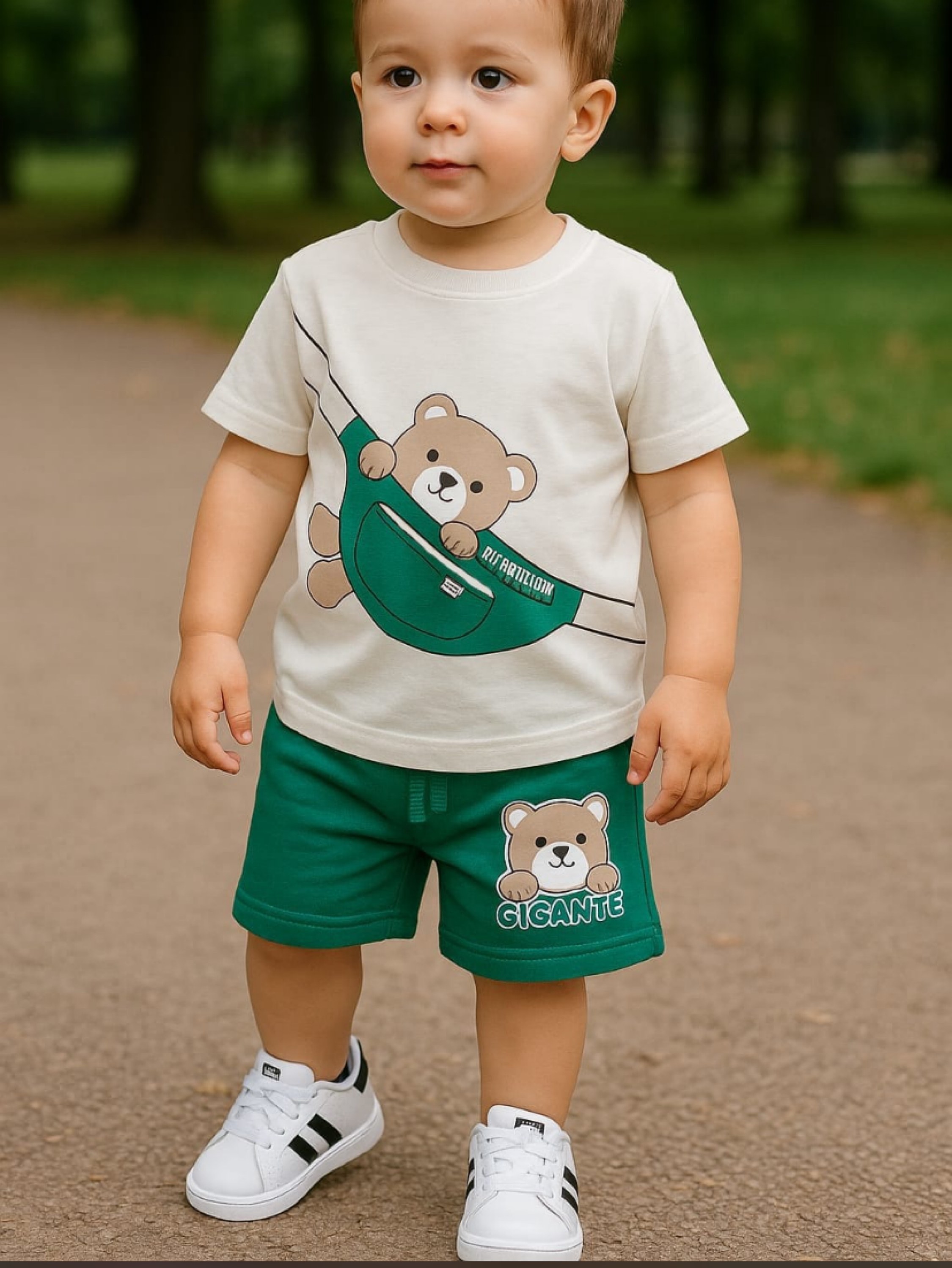 Conjunto infantil bermuda e camiseta