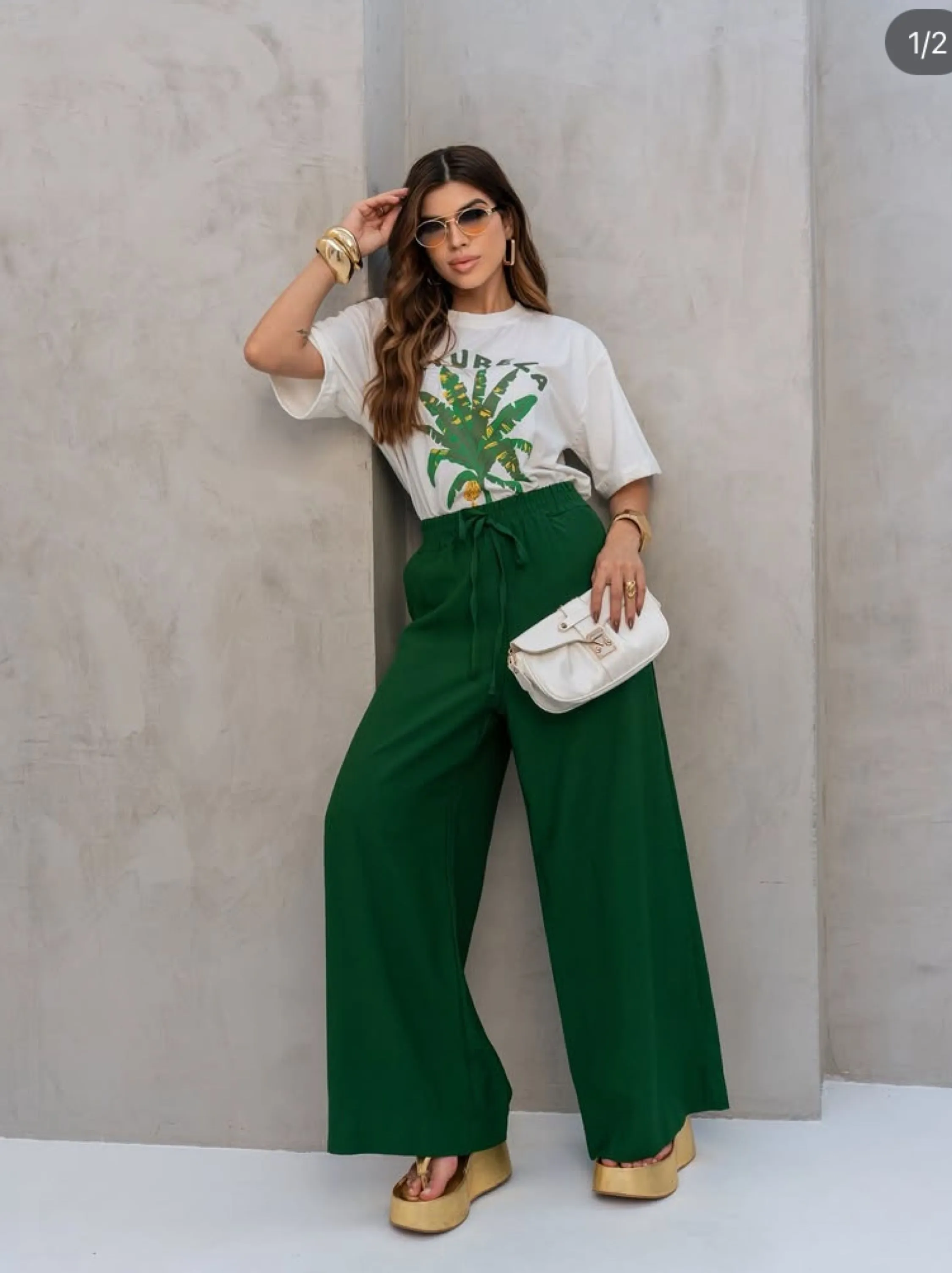 Conjunto calça pantalona tecido sensorial e T-shirt Algodao