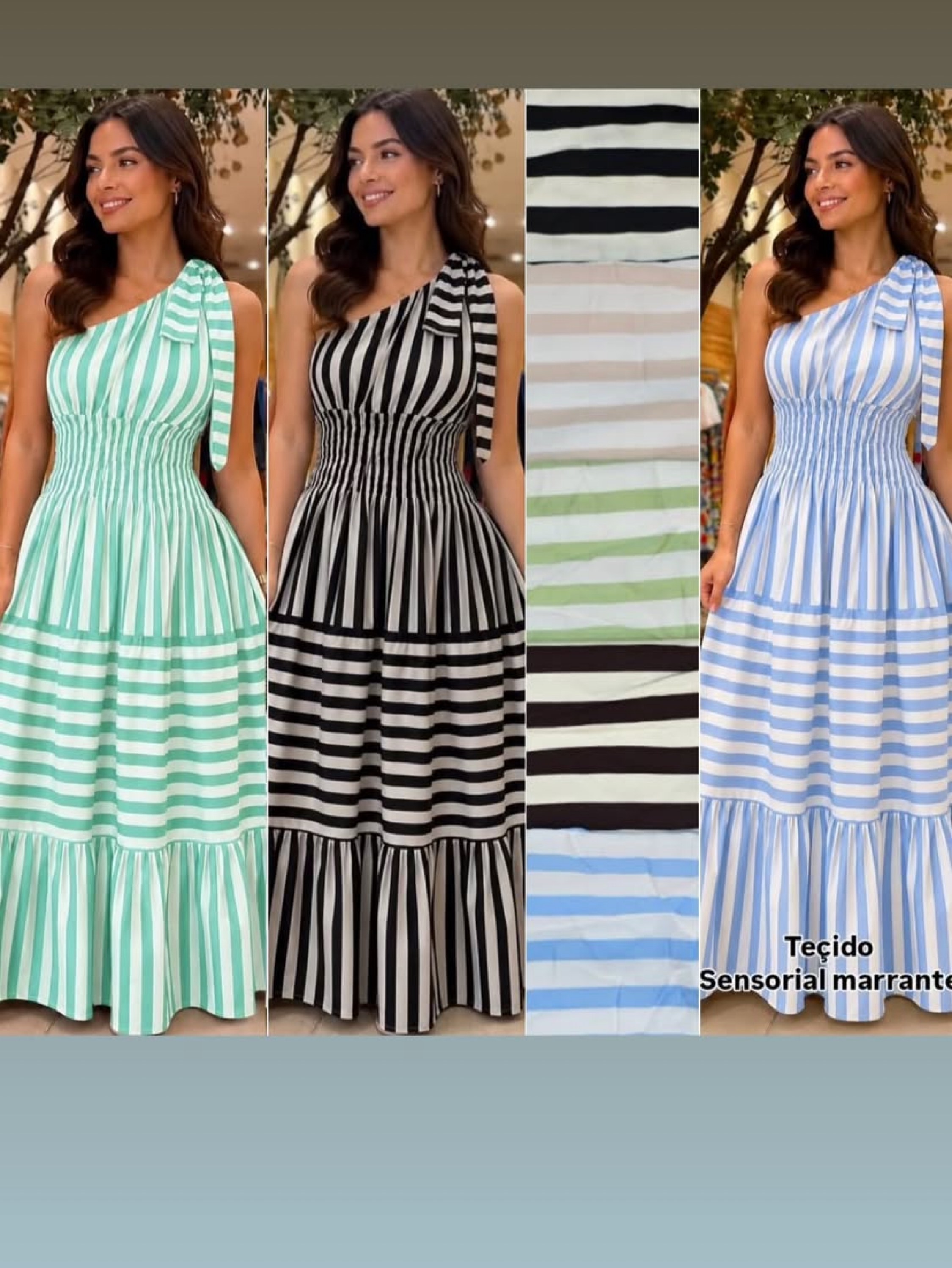 Vestido longo listra