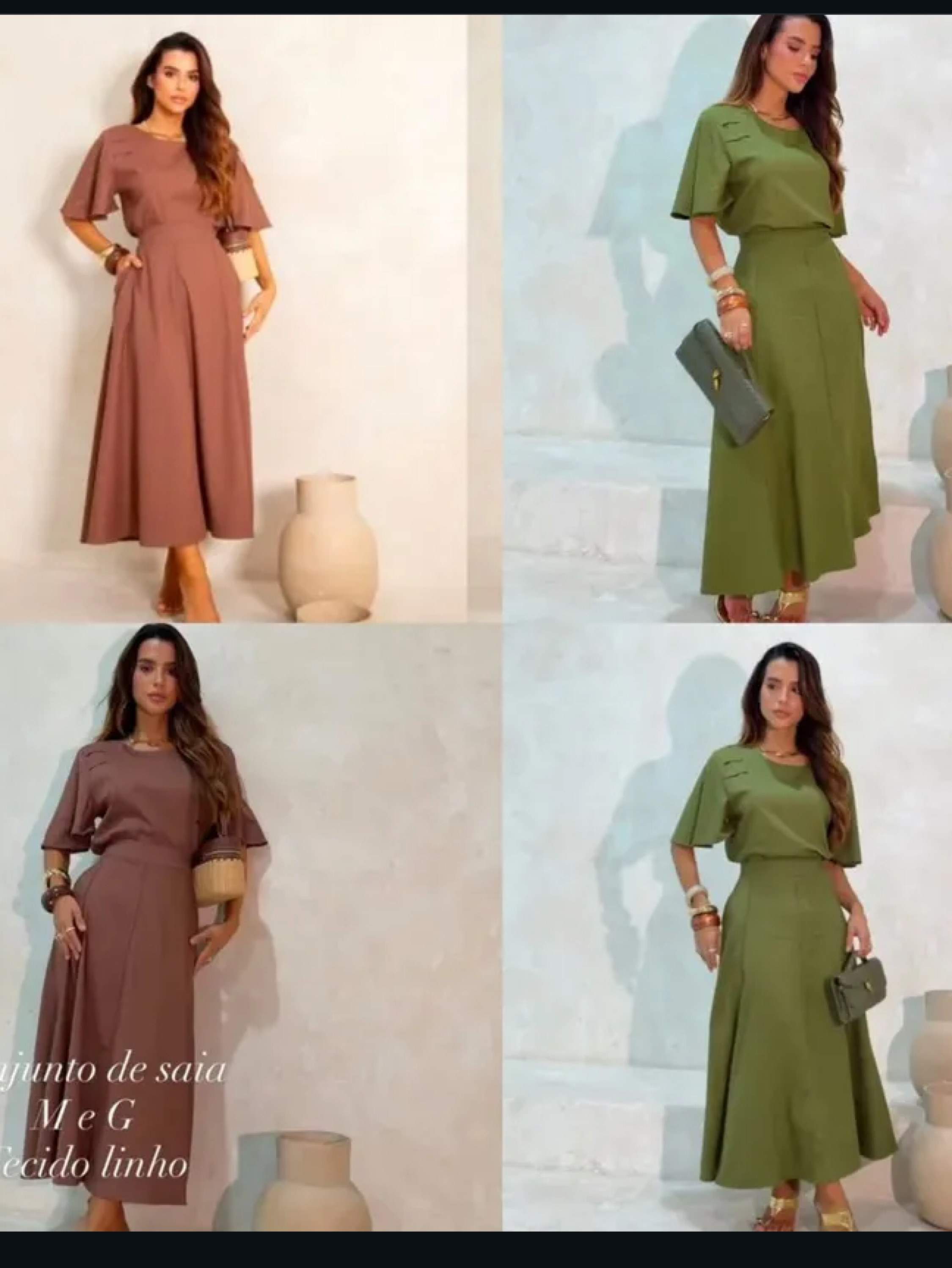 Conjunto saia midi e blusa básica