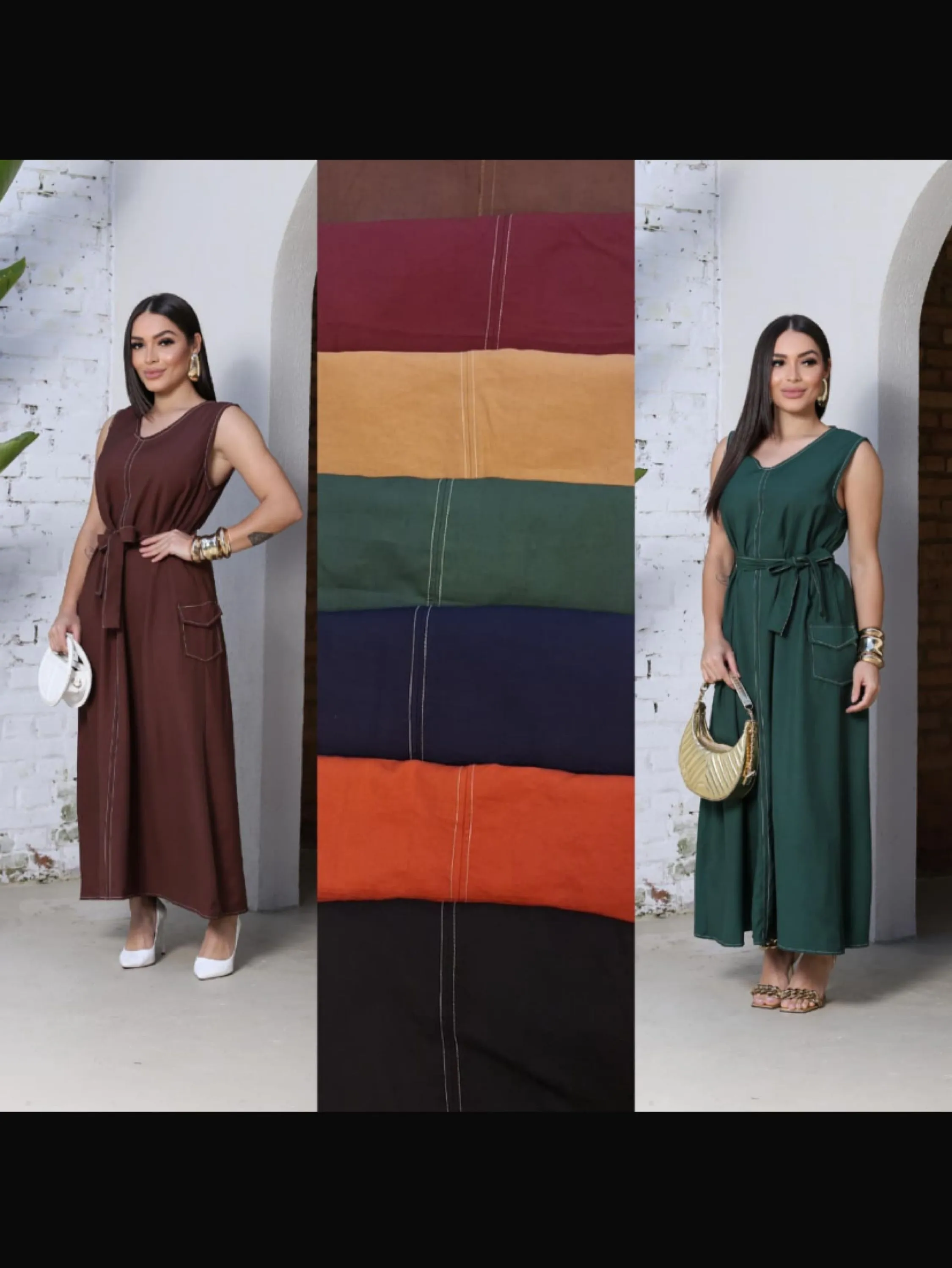 Vestido Mônica com cinto tecido sensorial