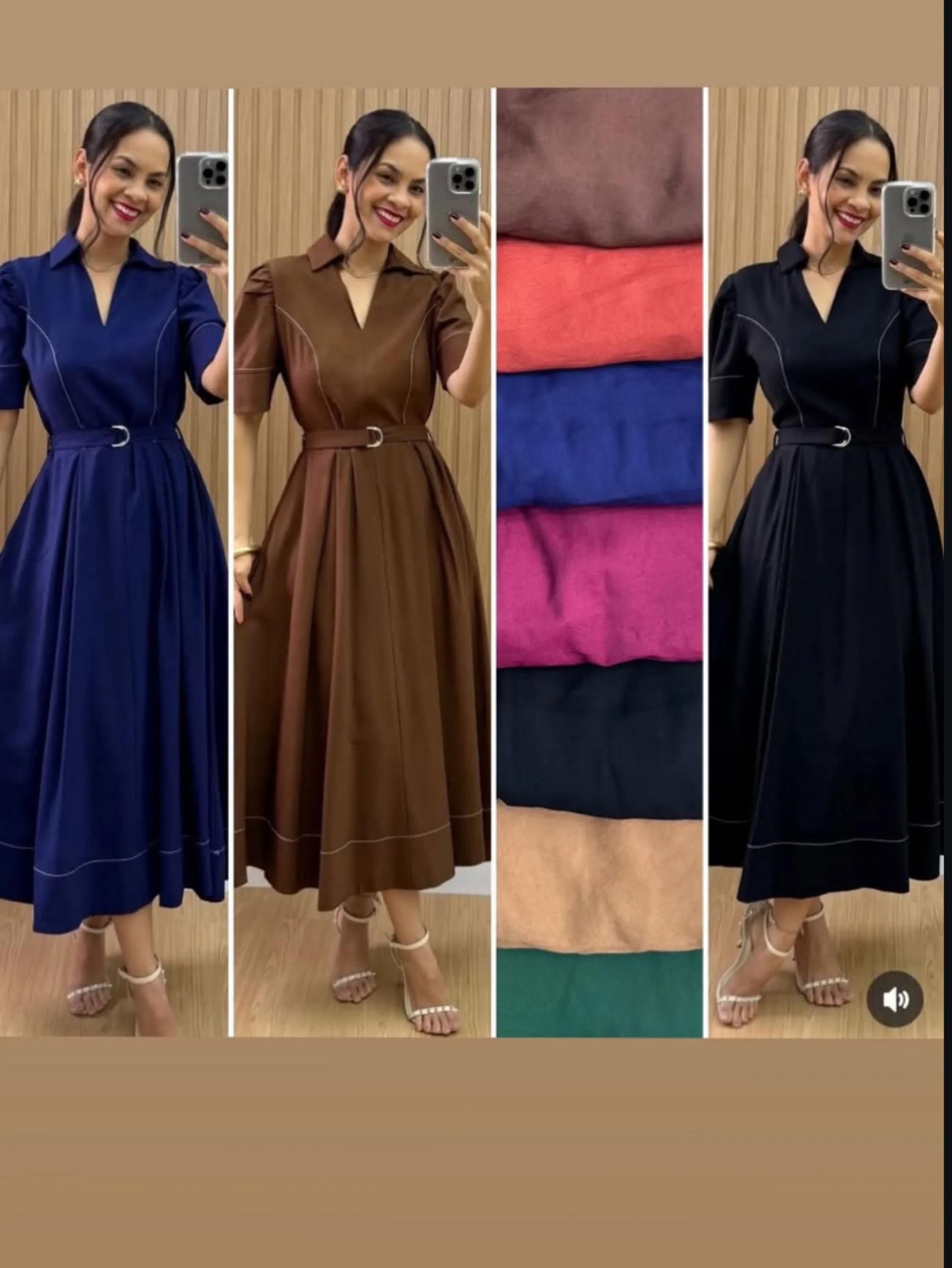 Vestido longo rodado com cinto tecido sensorial