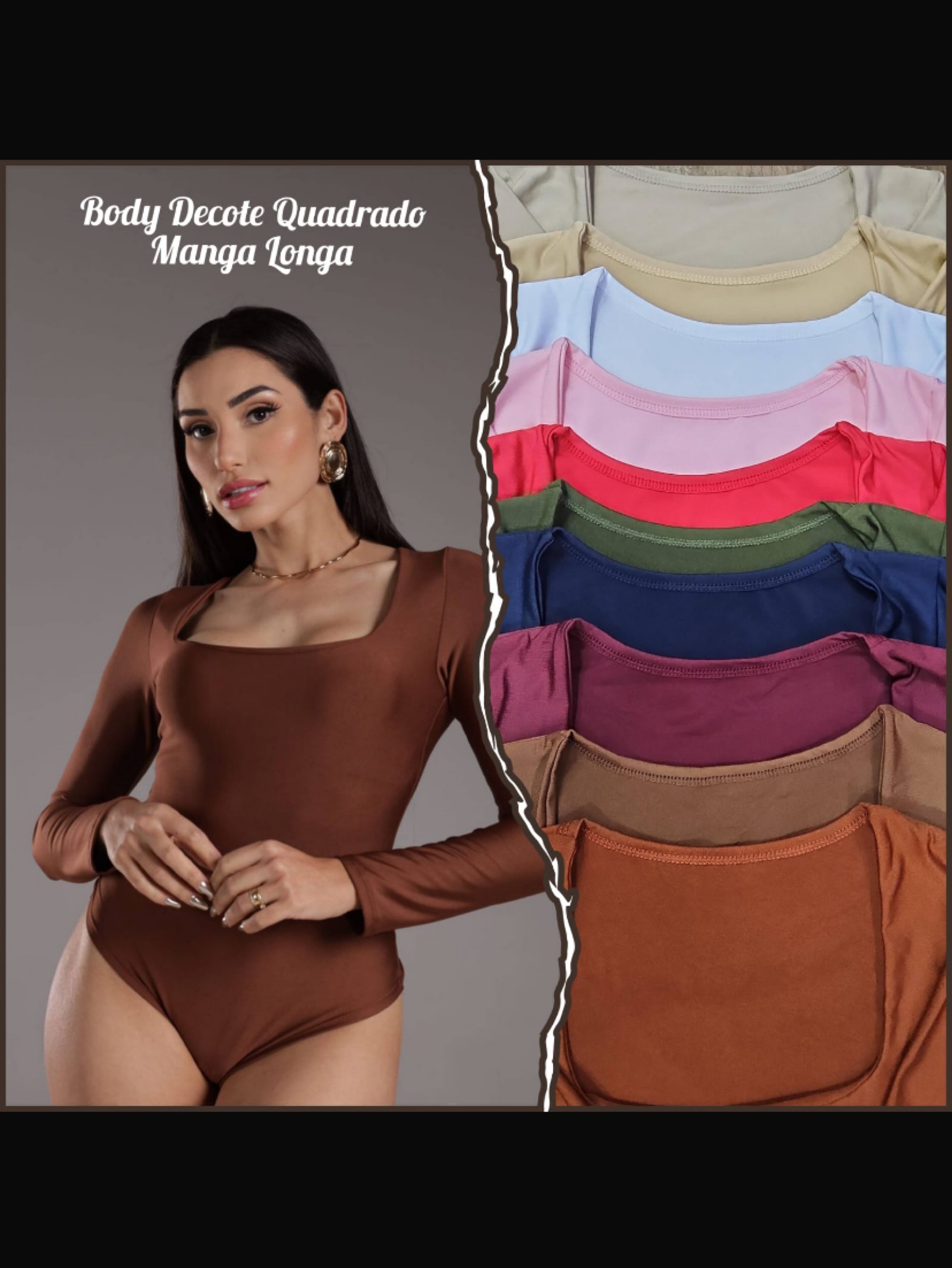 Kit com 3 body com gola quadrada