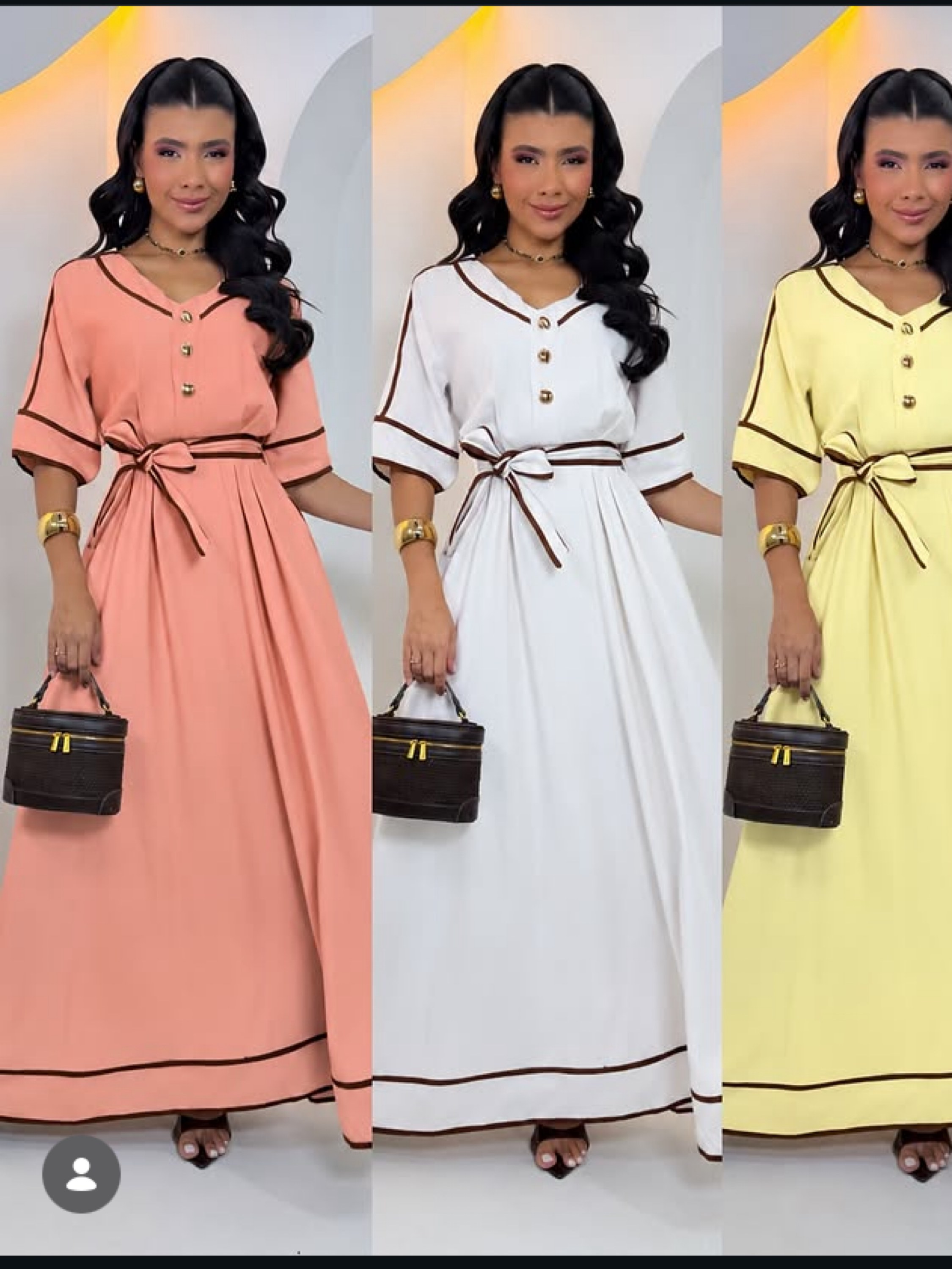 Vestido longo bicolor