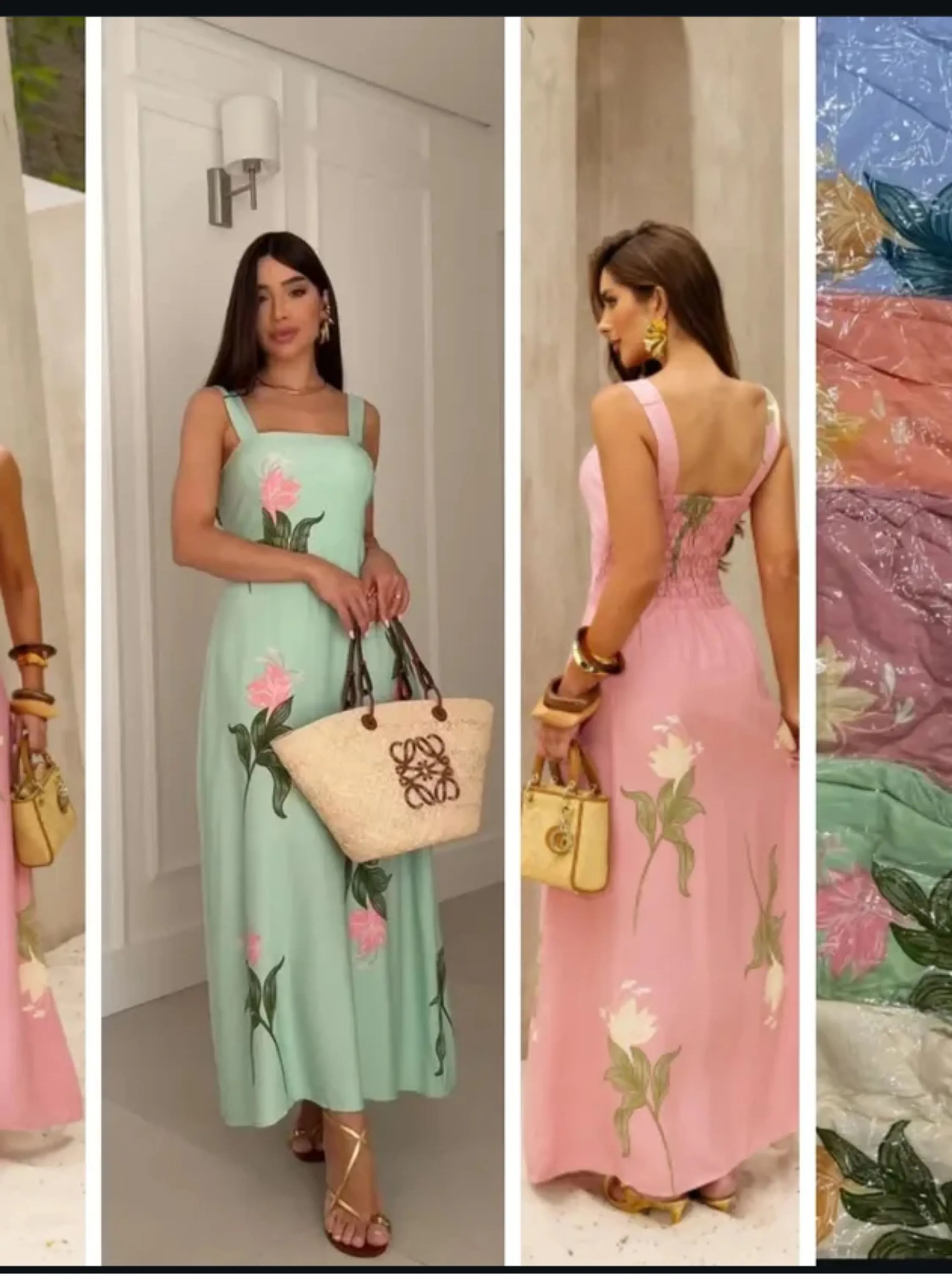 Vestido longuete ,alças largas ,Borjo e elastex nas costas