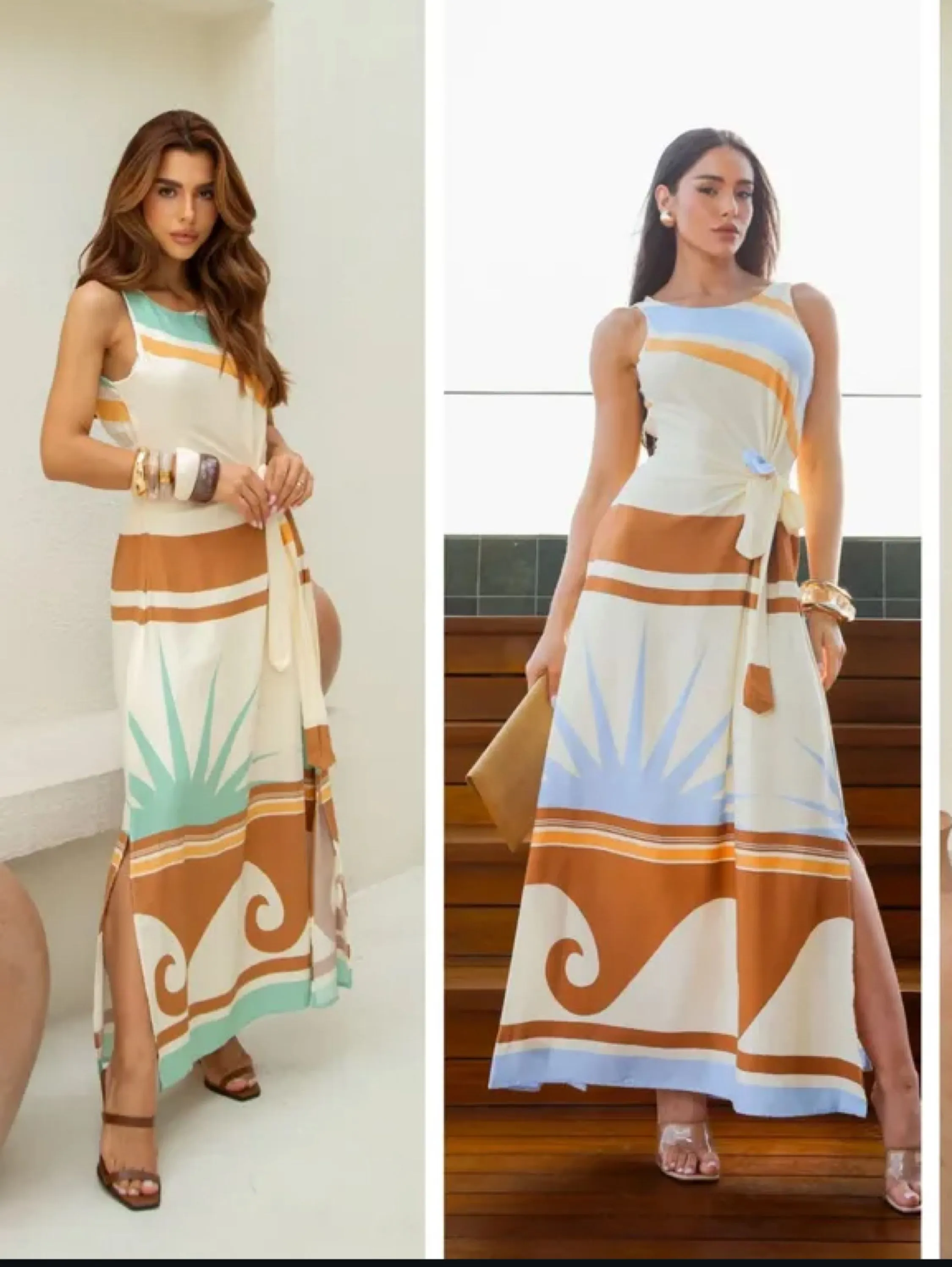 Vestido longo regata estampado