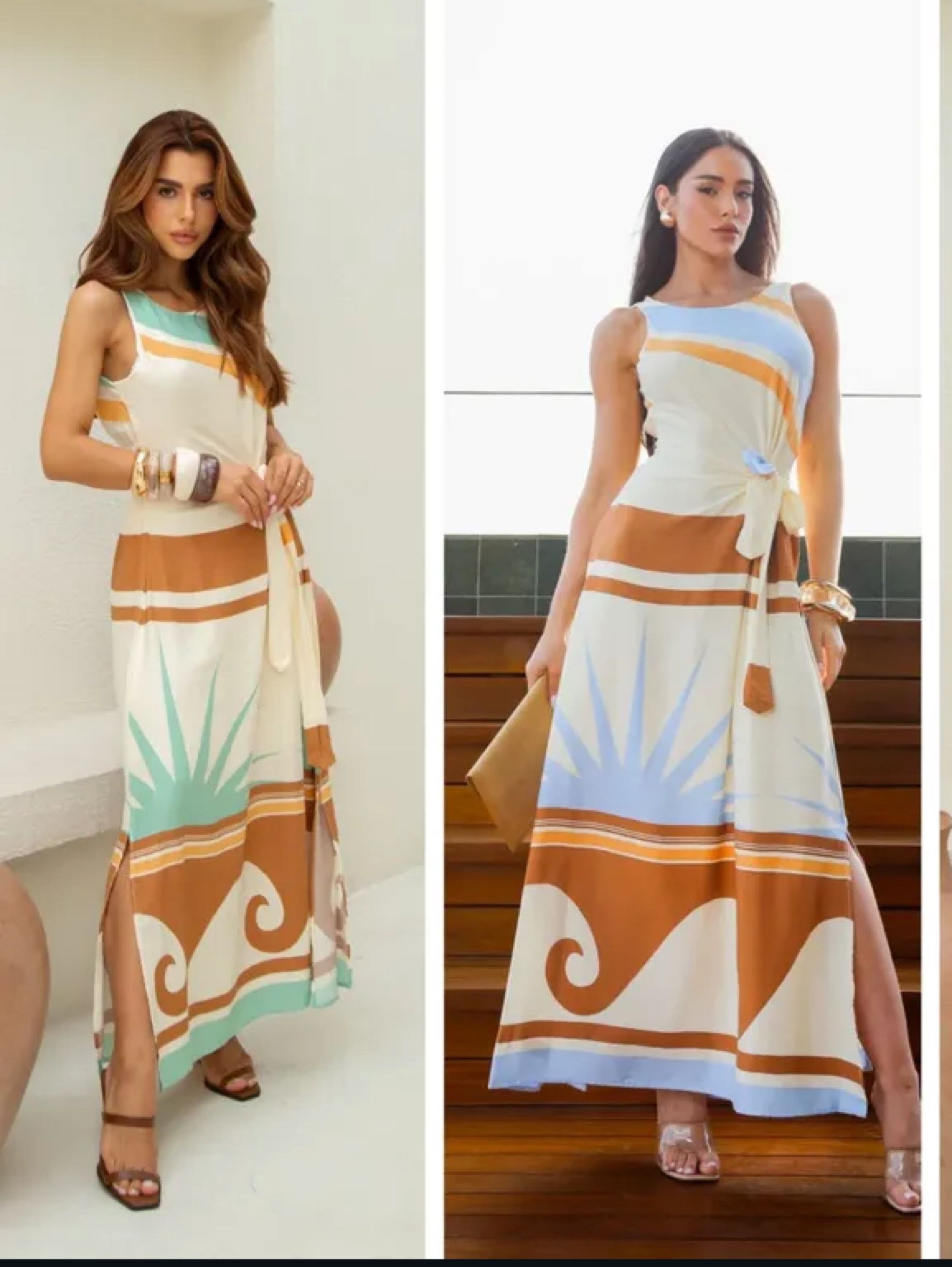 Vestido longo regata estampado