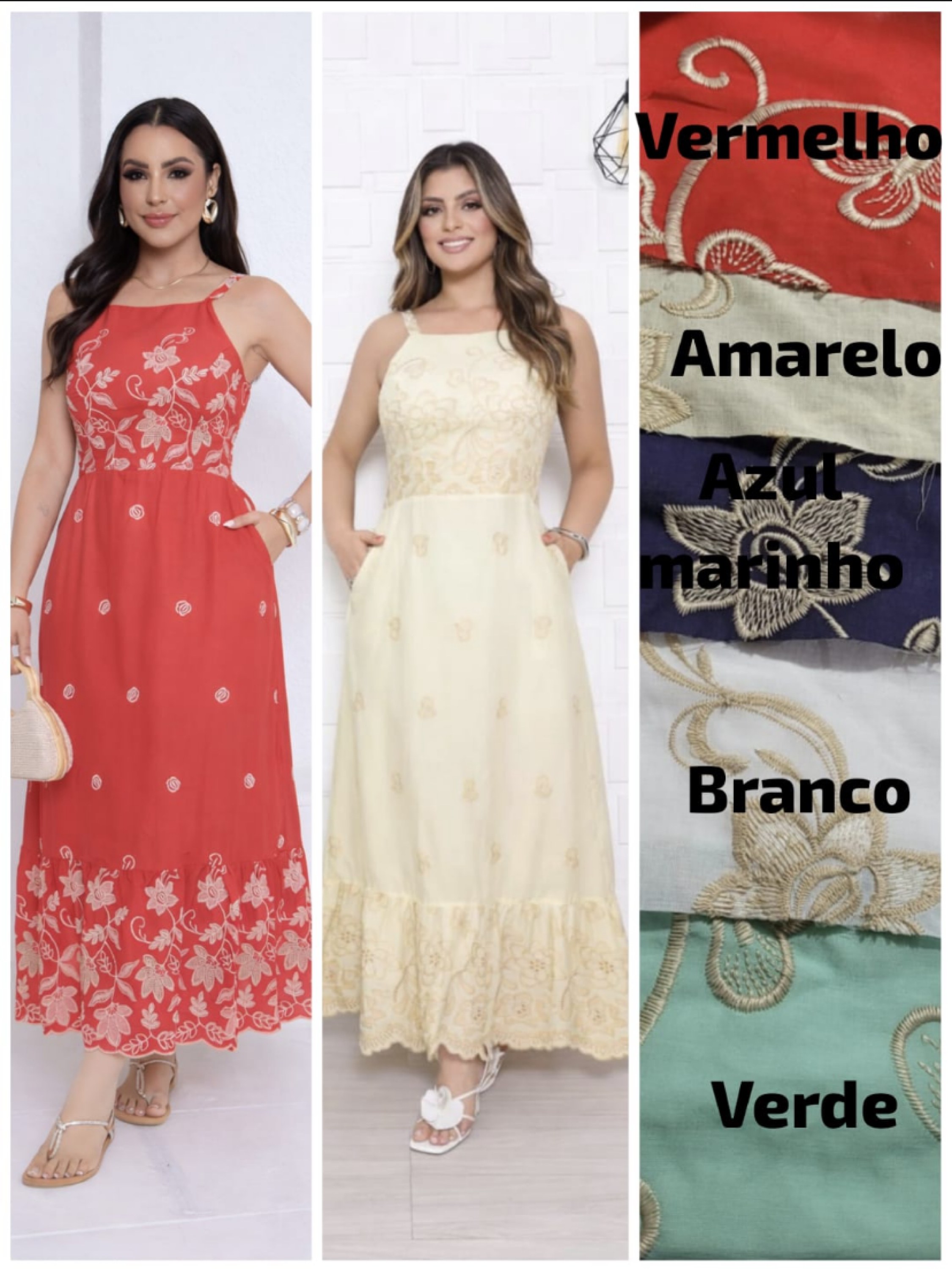 Vestido longo Keila slim bordado