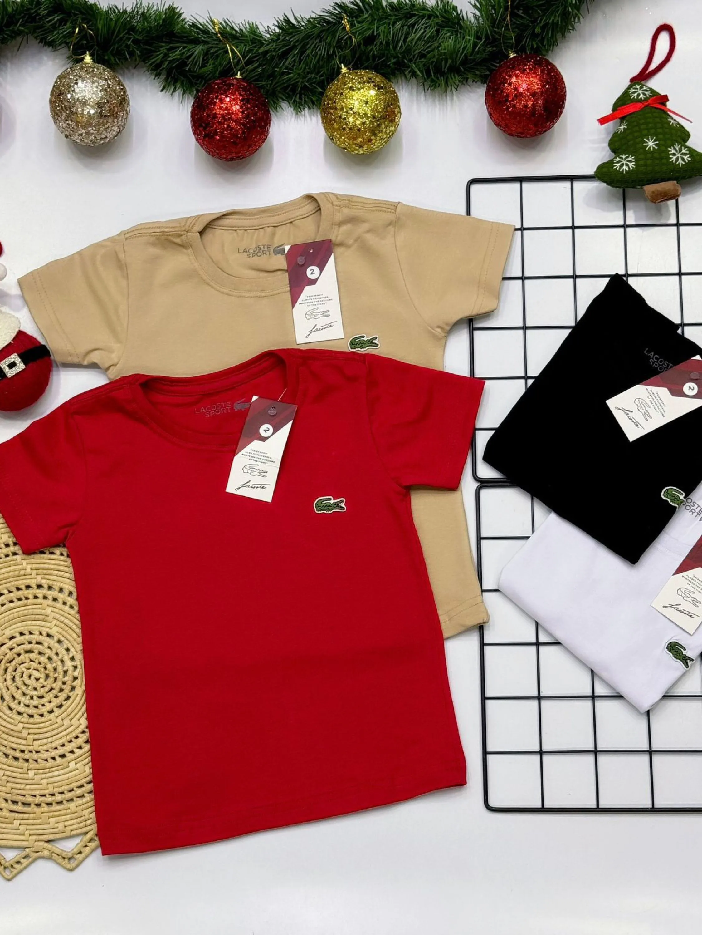 Camiseta Lacoste infantil/juvenil malha peruana