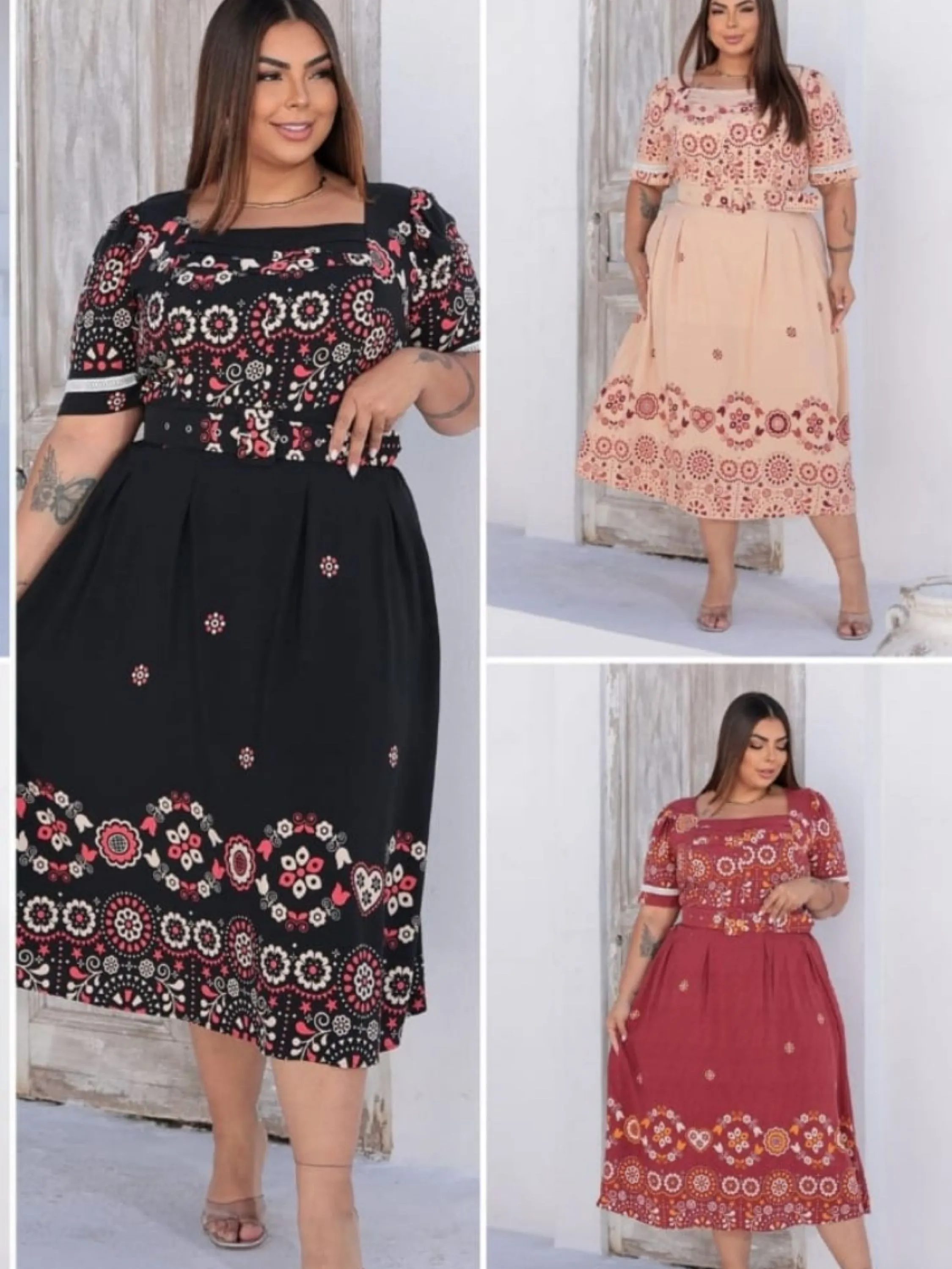 Vestido longuete com bolsos plus size