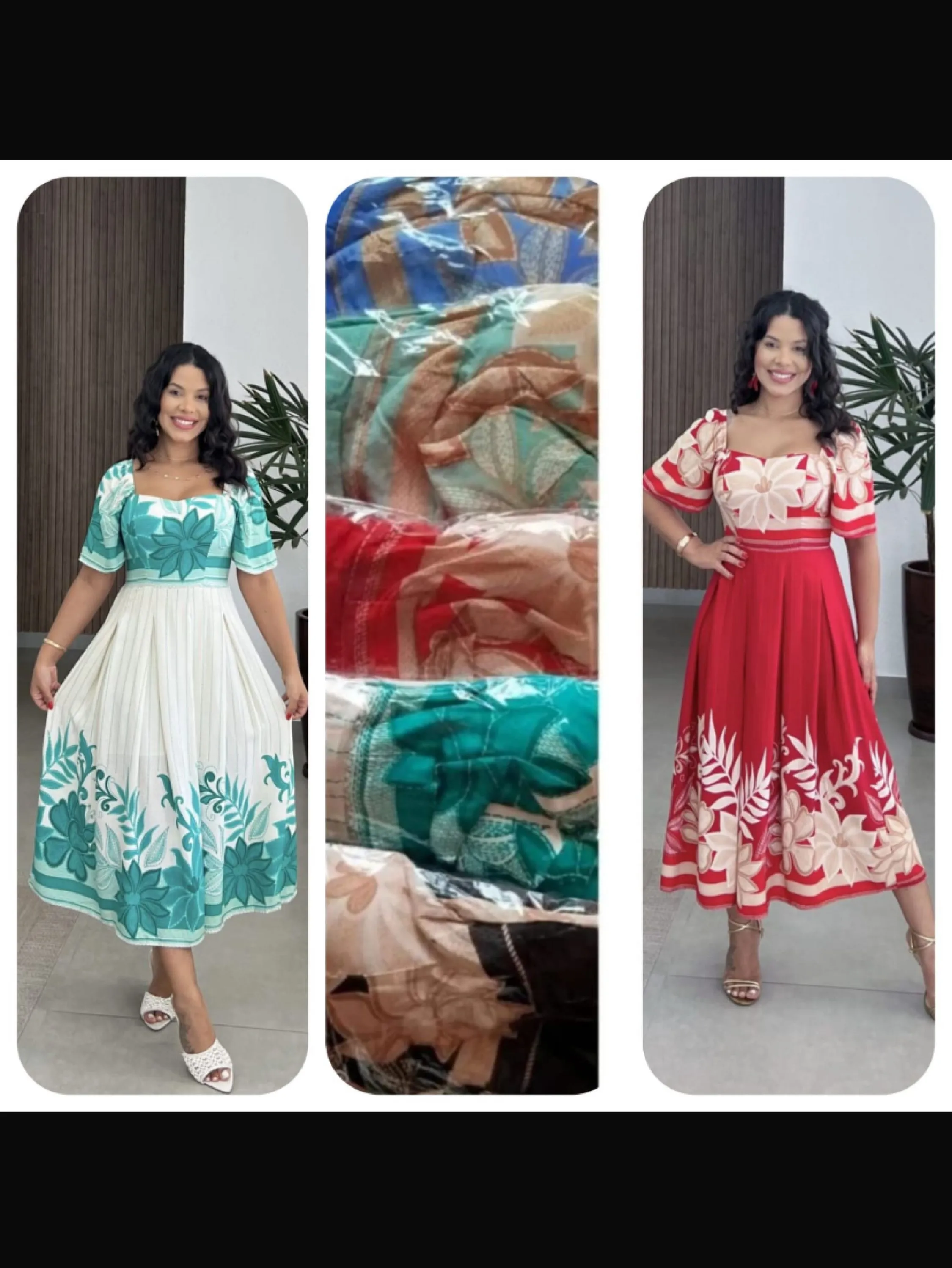 Vestido mídi com manga