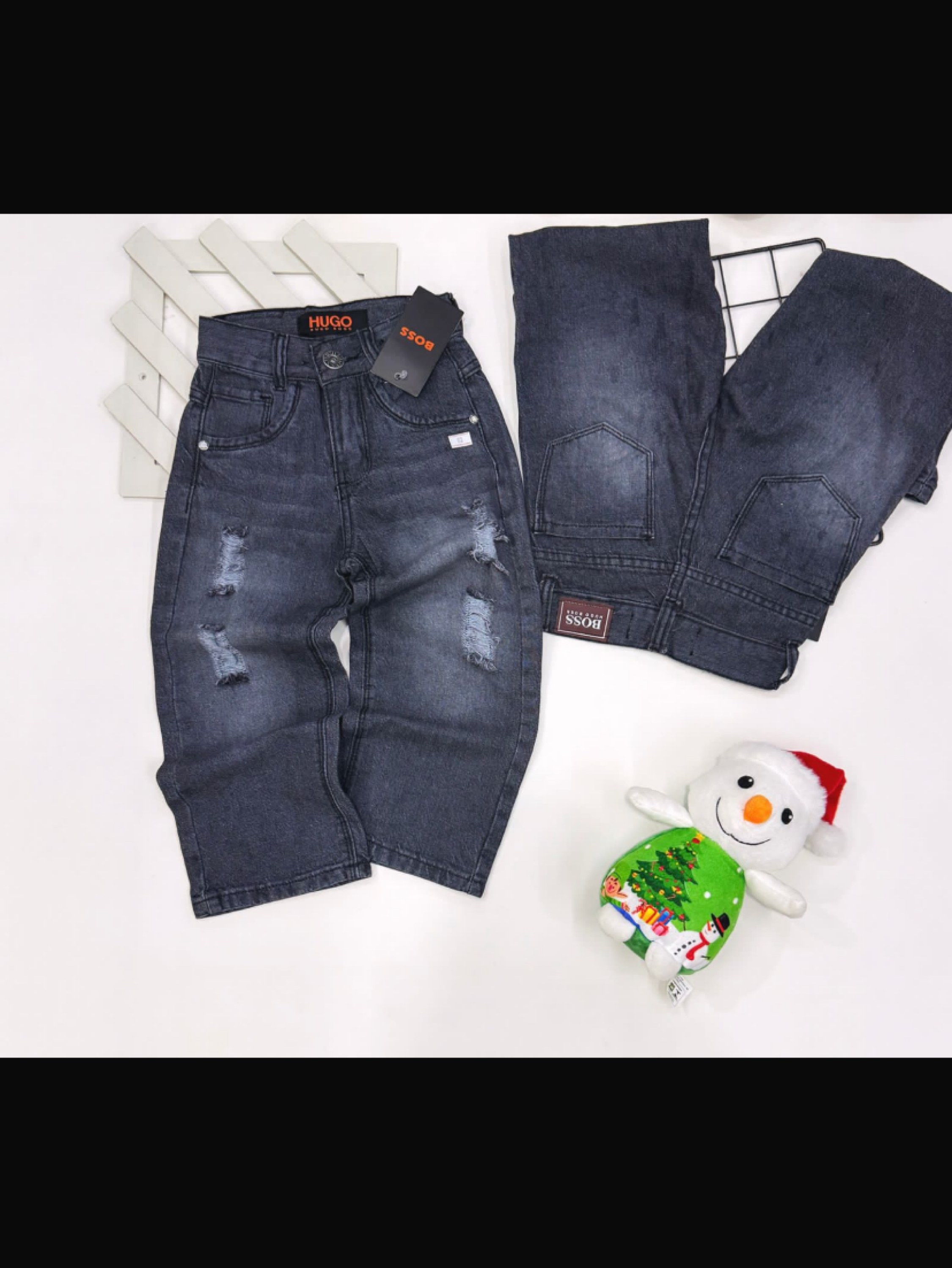 Calça jeans estilo bag Boss infantil/juvenil