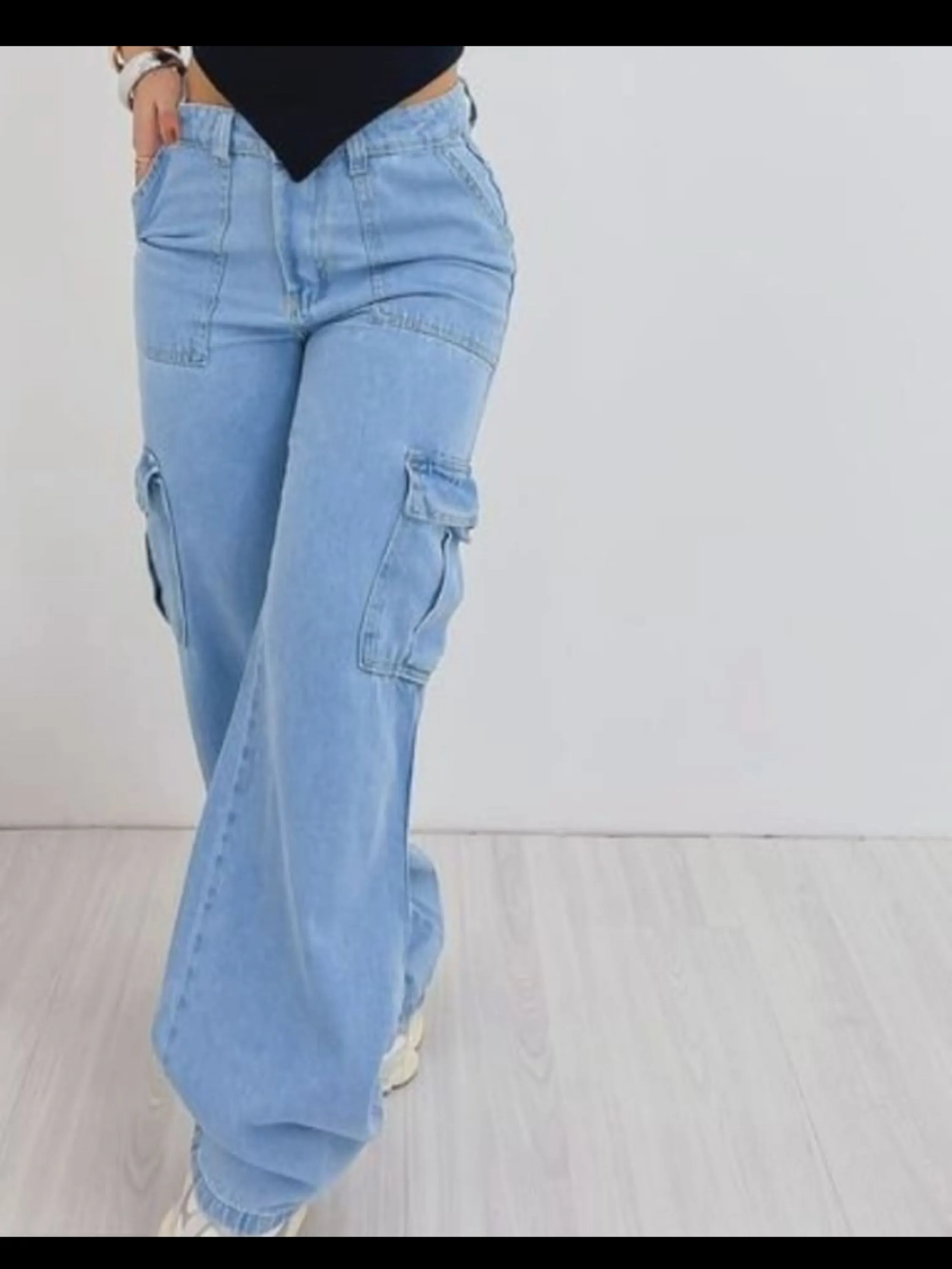 Calça jeans cargo (chin)