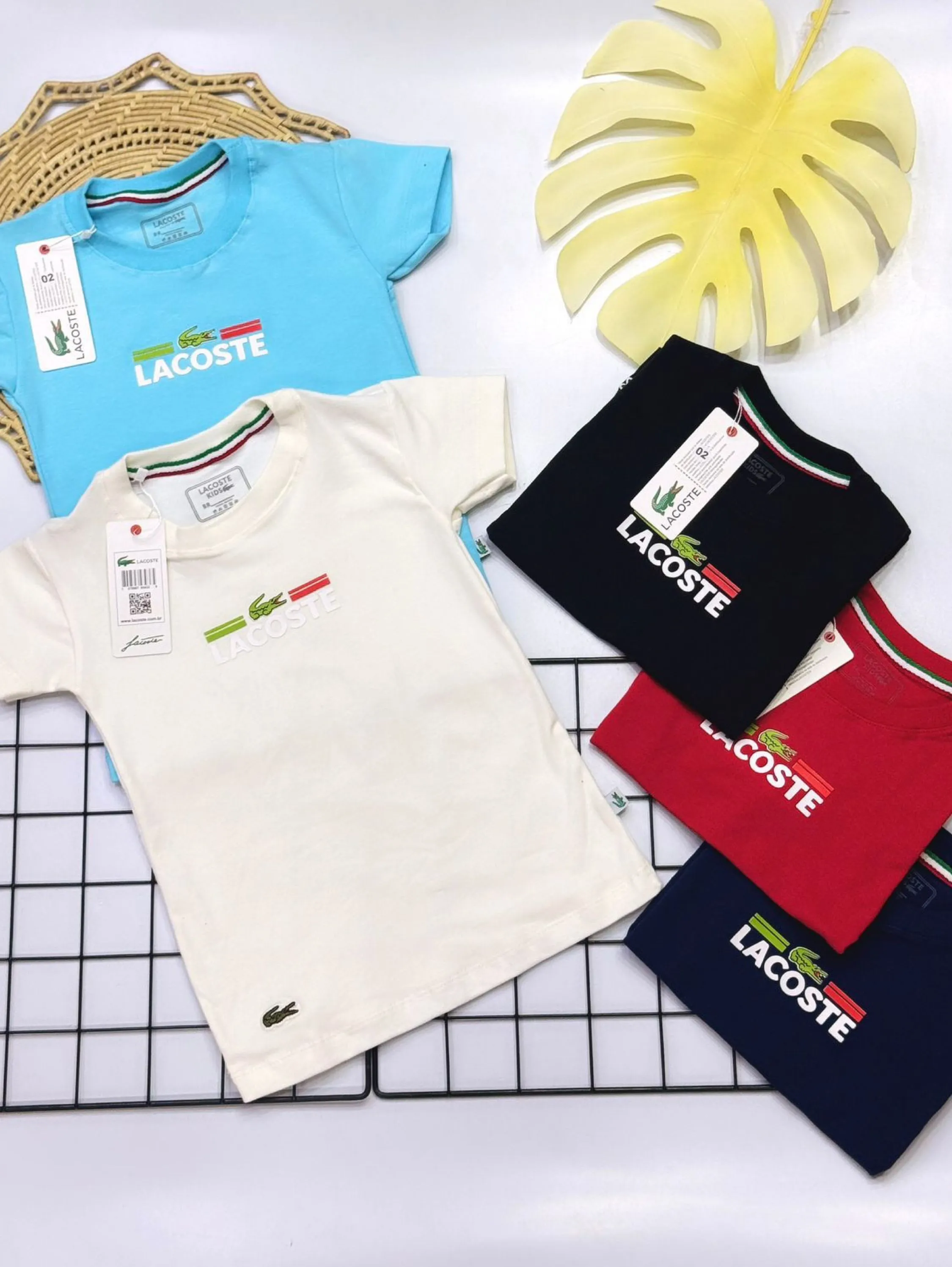 Camiseta Lacoste  infantil/juvenil malha peruana