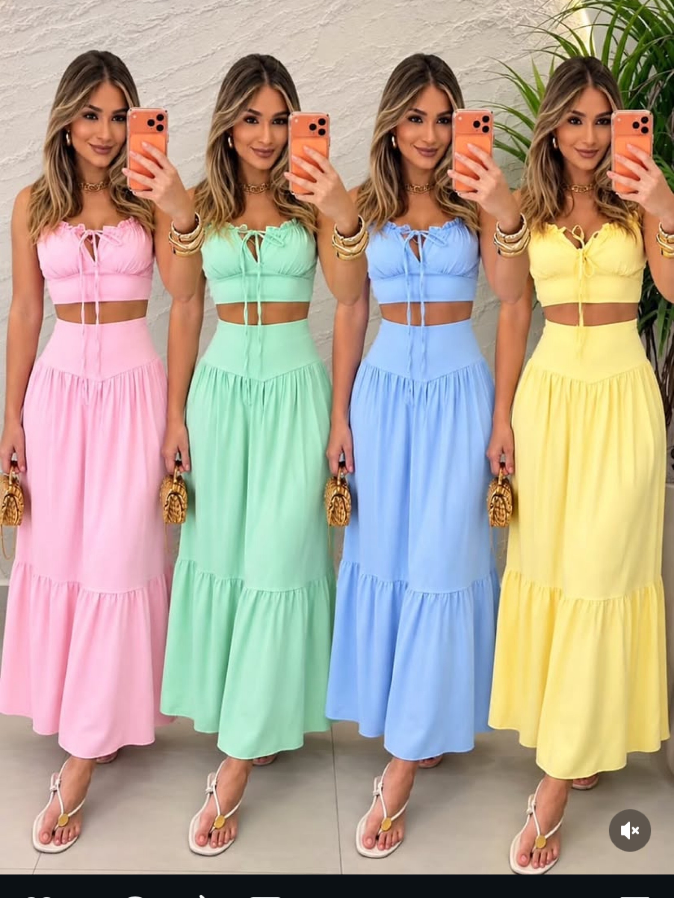 Conjunto saia longa e crooped