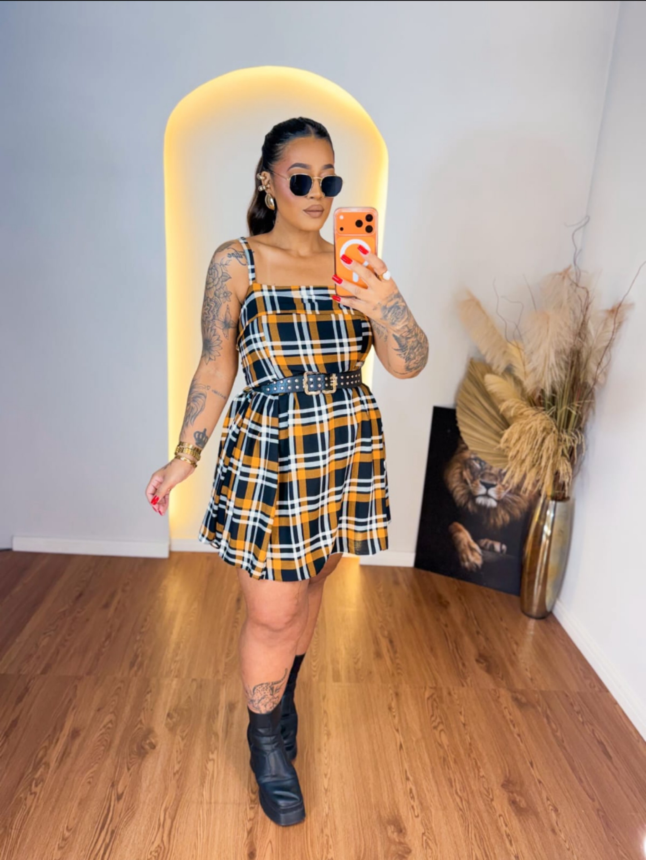 Vestido Bianca xadrez slim