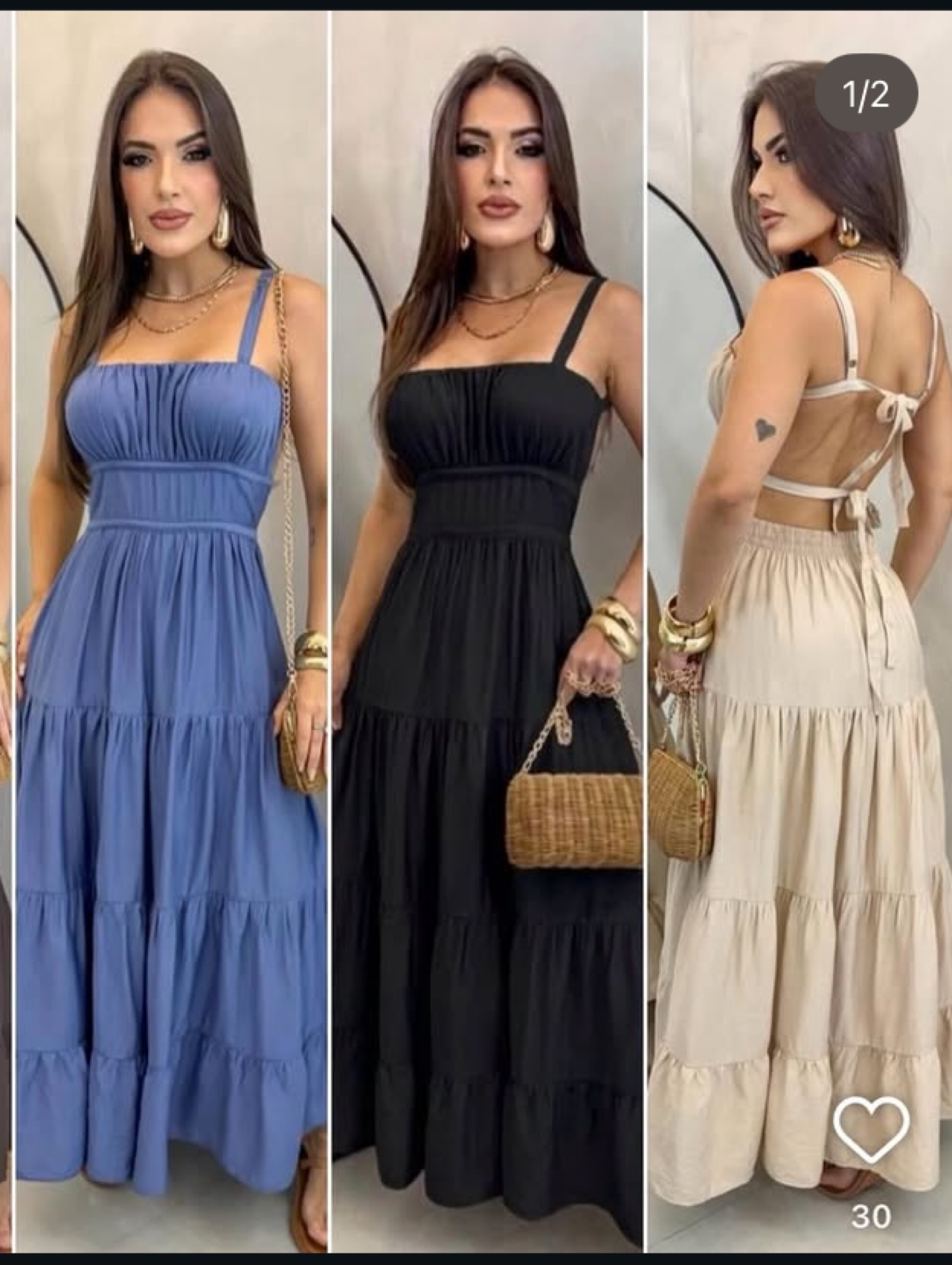 Vestido longo de alcinha