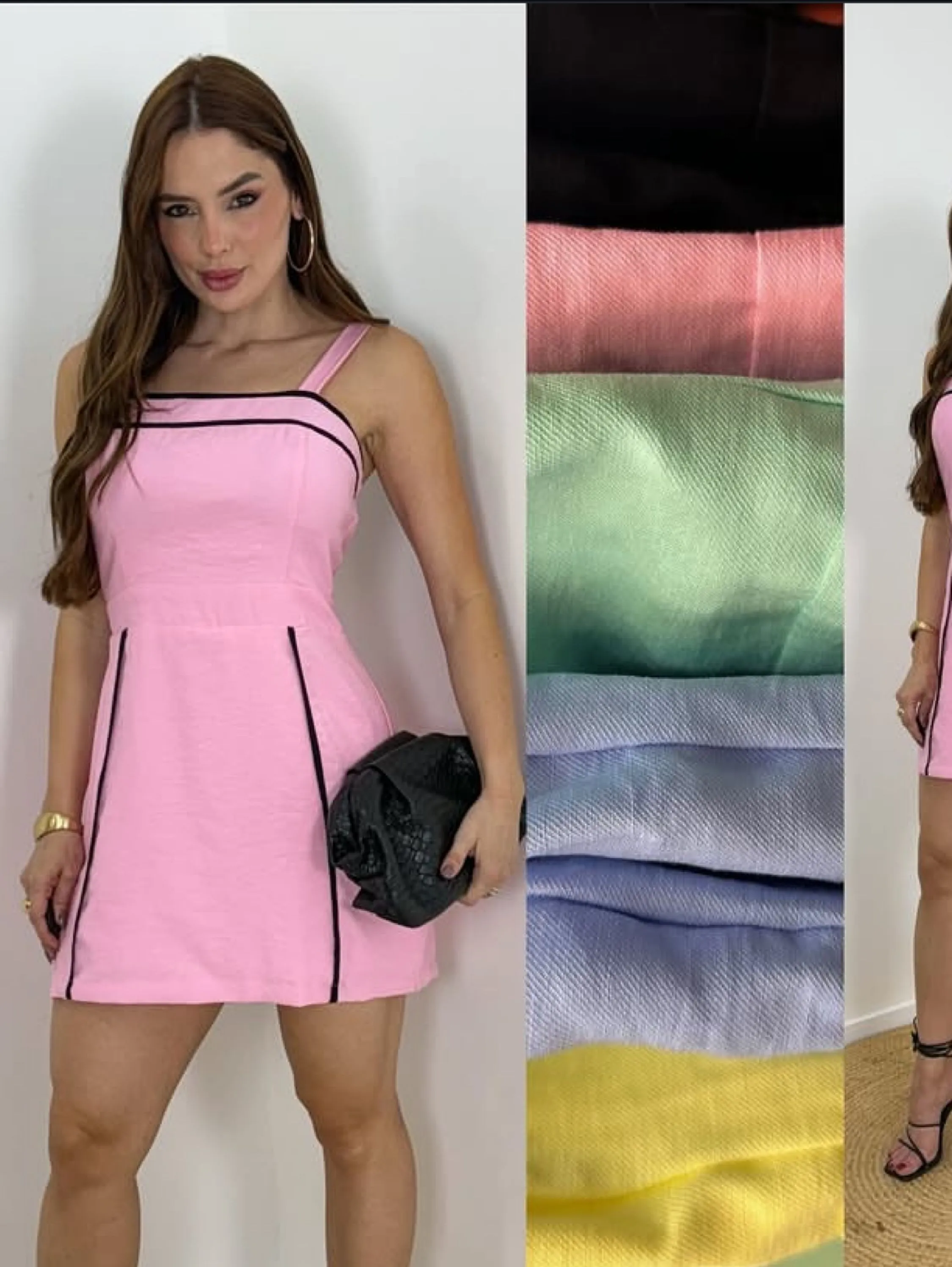 Vestido curto tecido sensorial veste até 40