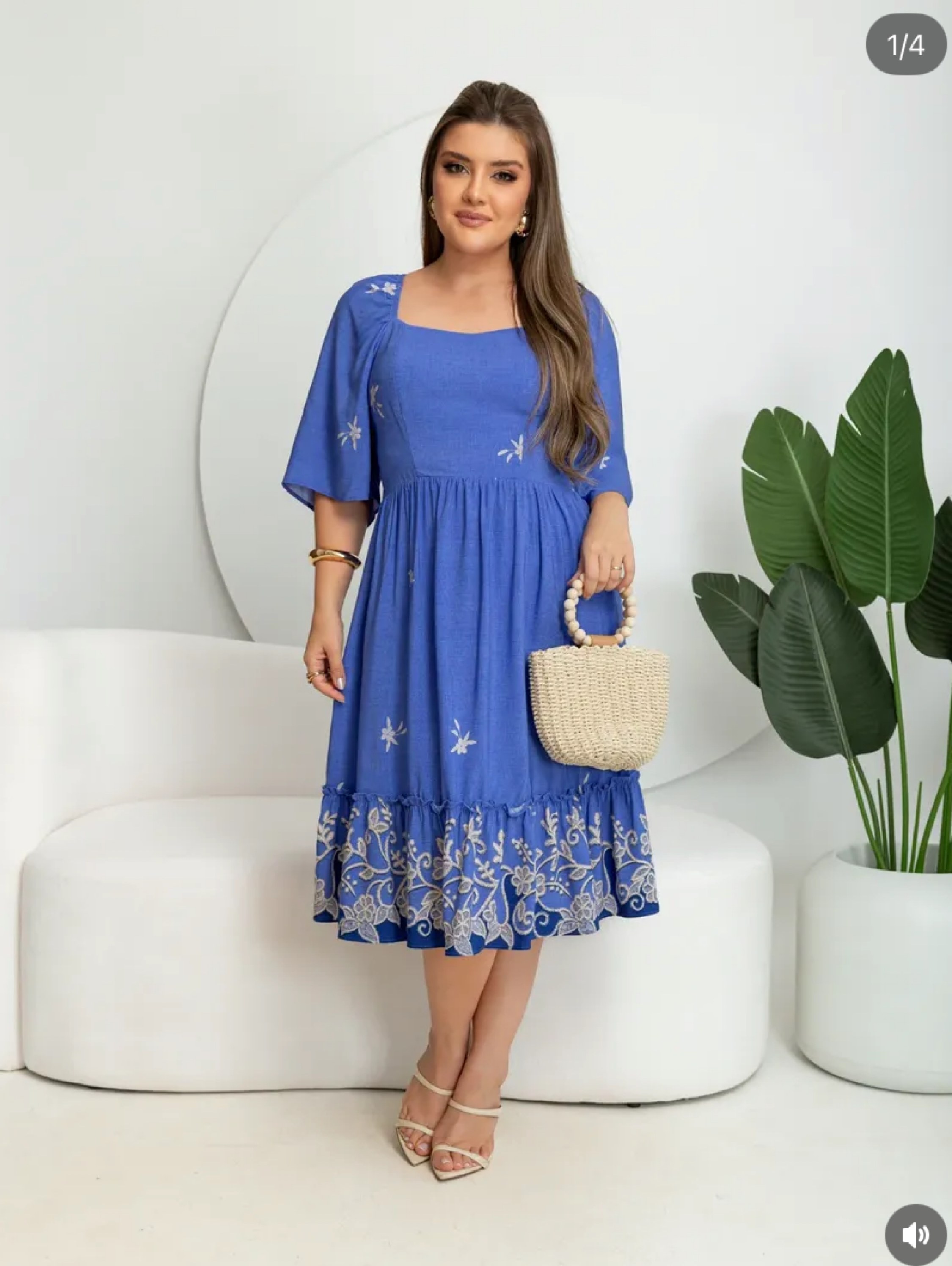 Vestido Laís forrado de mangas flare