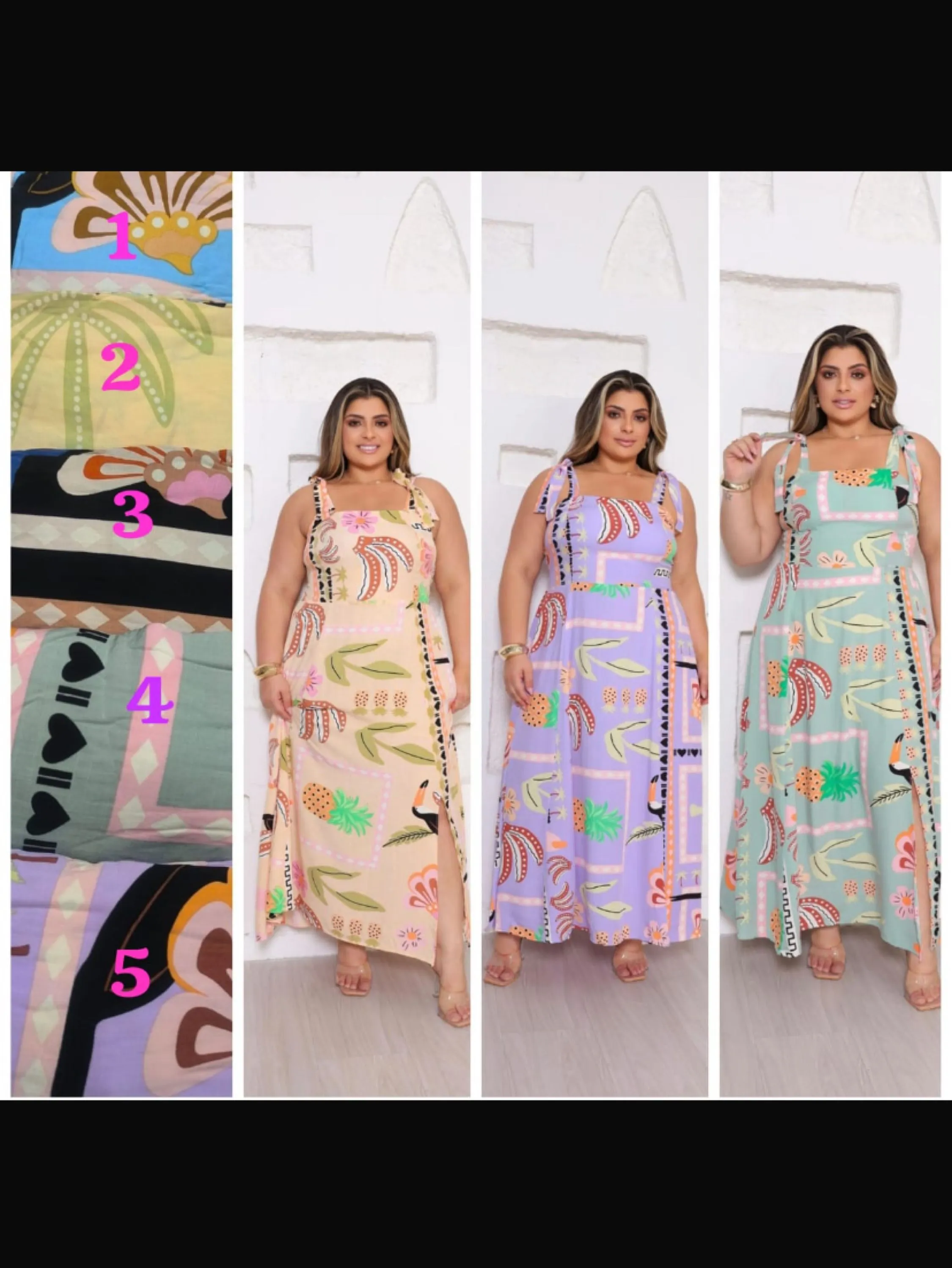 Vestido longo com forro e amarração nas alças Plus