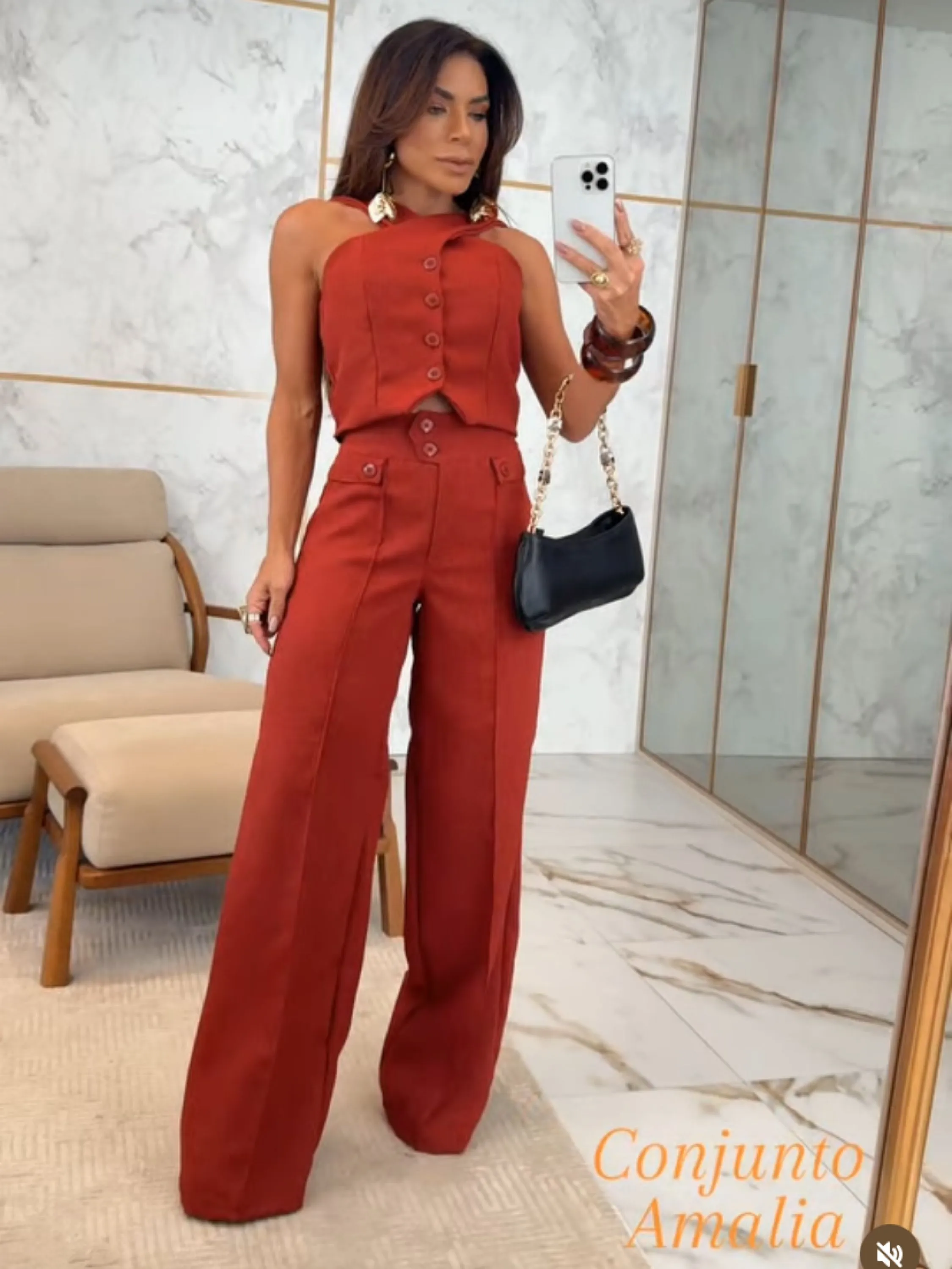 Conjunto Amália tecido linhão