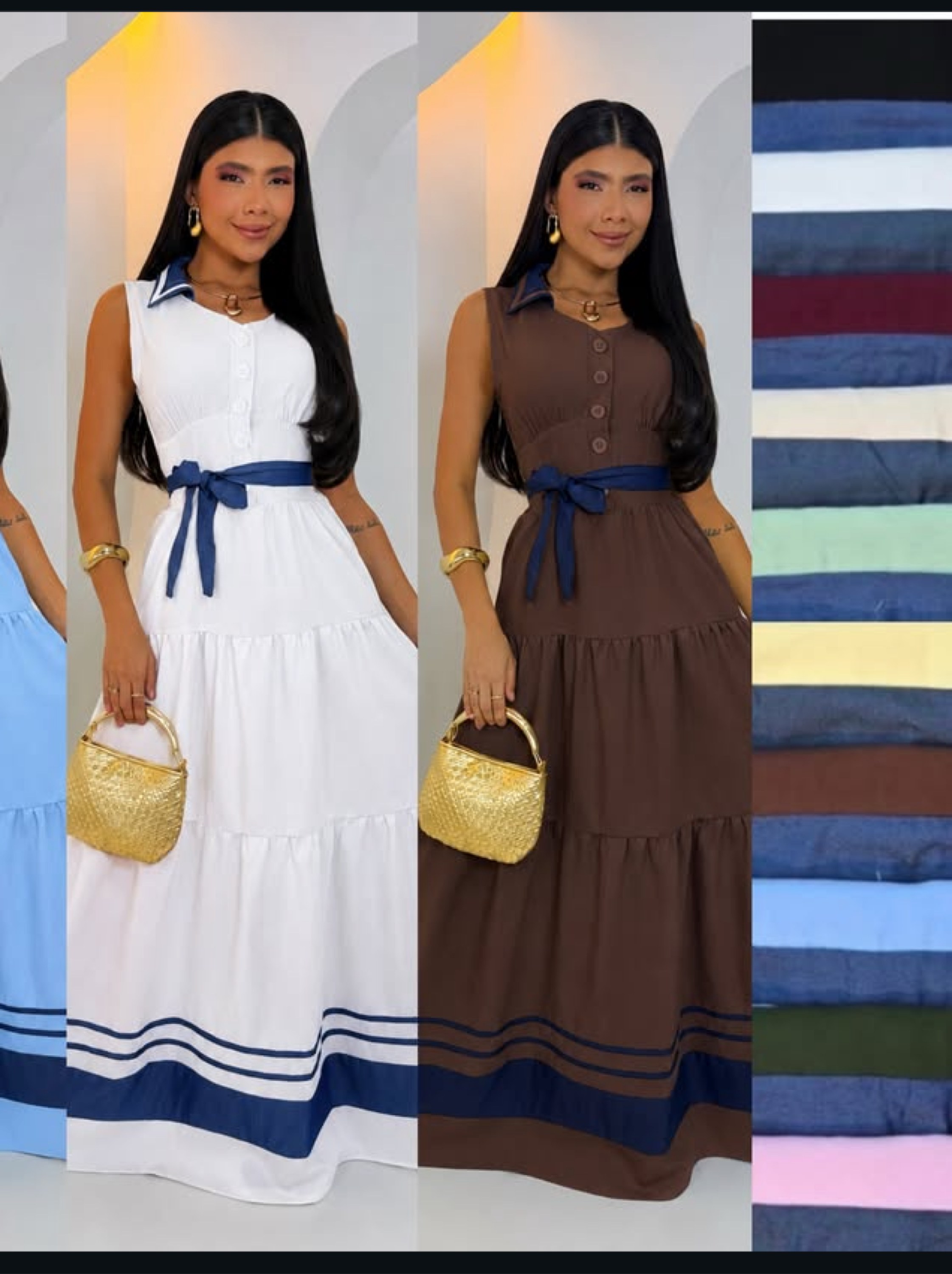 Vestido longo bicolor