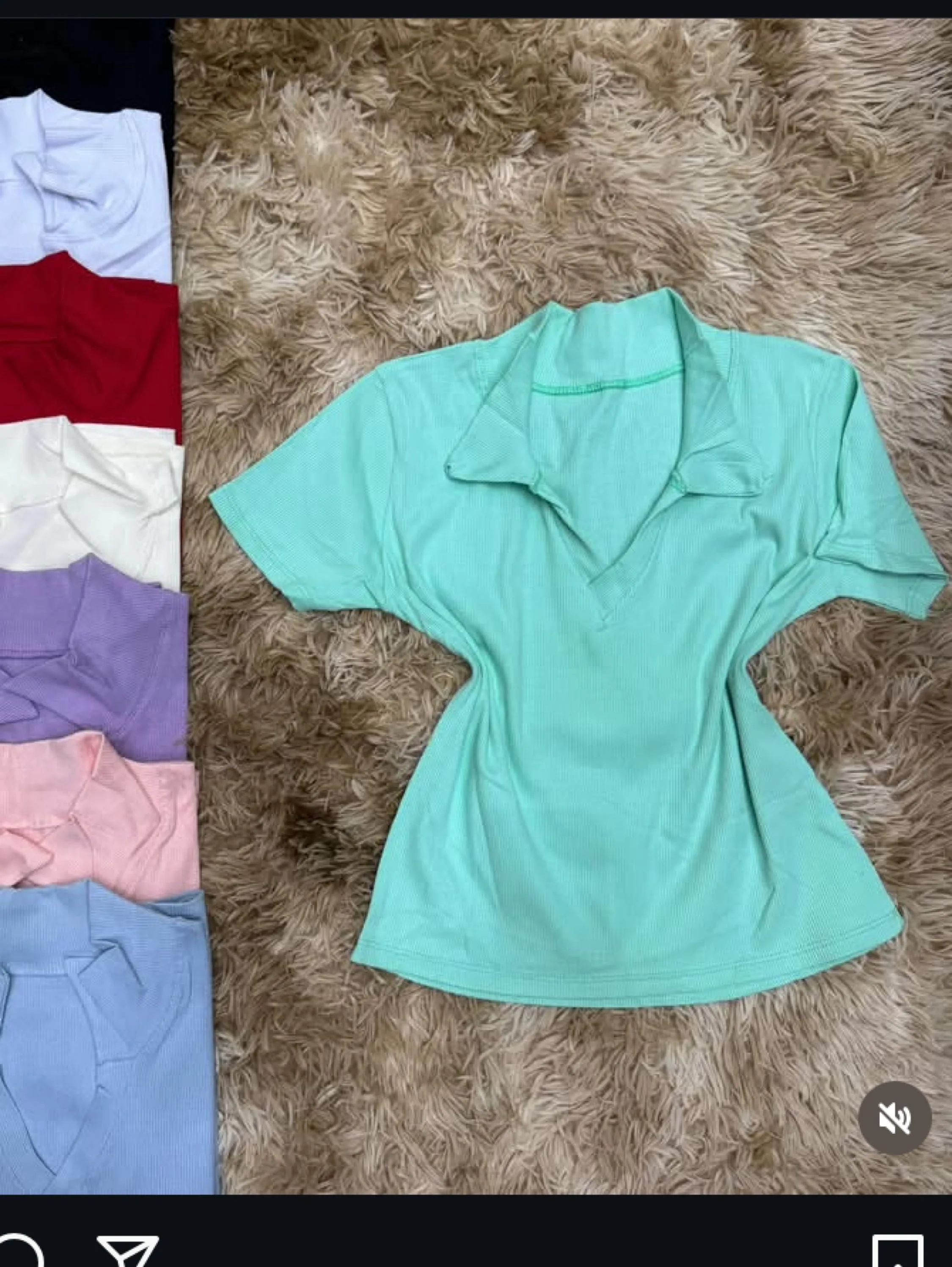 Kit c/ 4Blusinha gola Polo tecido Ribana de viscose