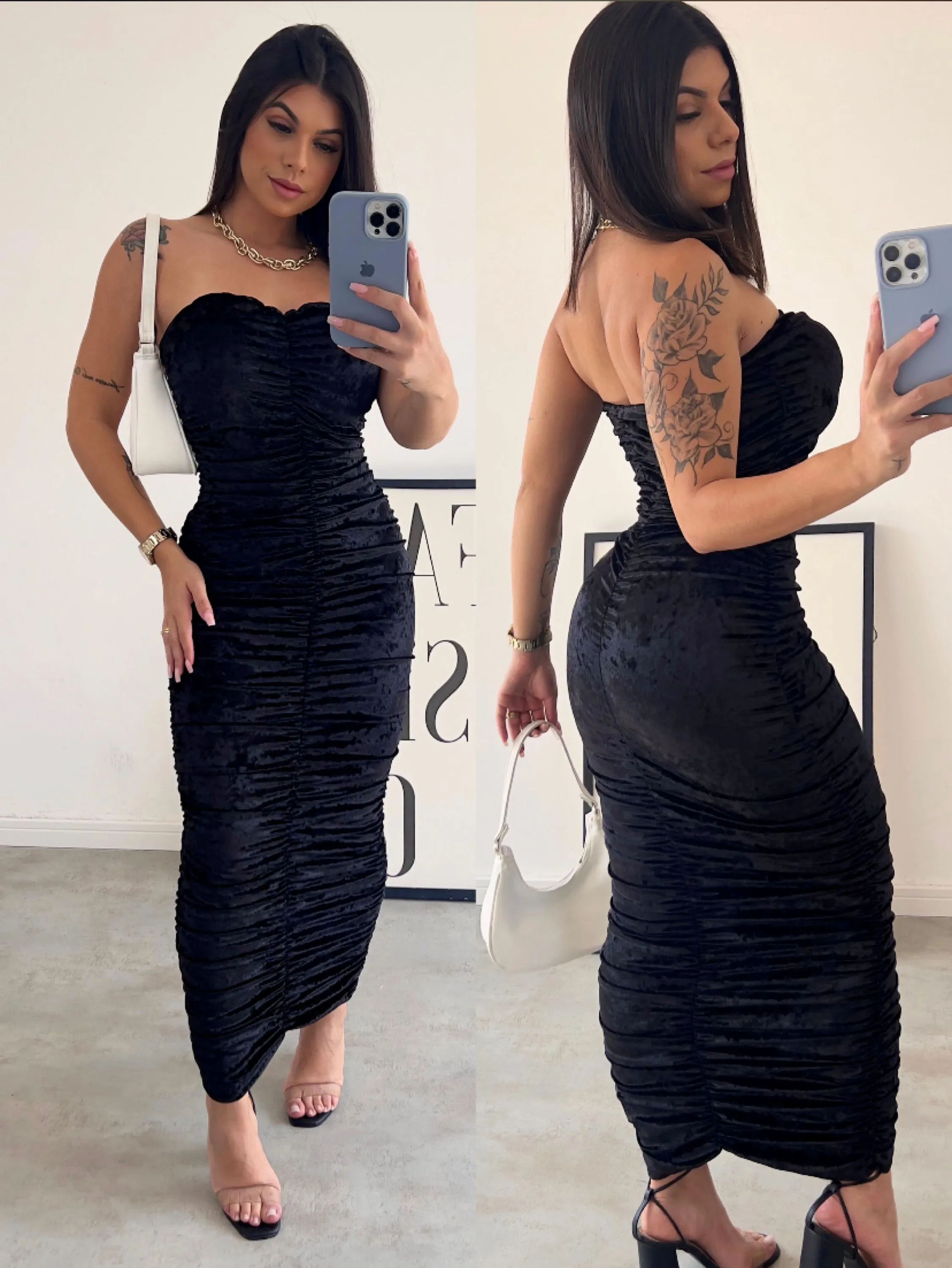 Vestido tomara que caia longo tecido suplex tamanho único