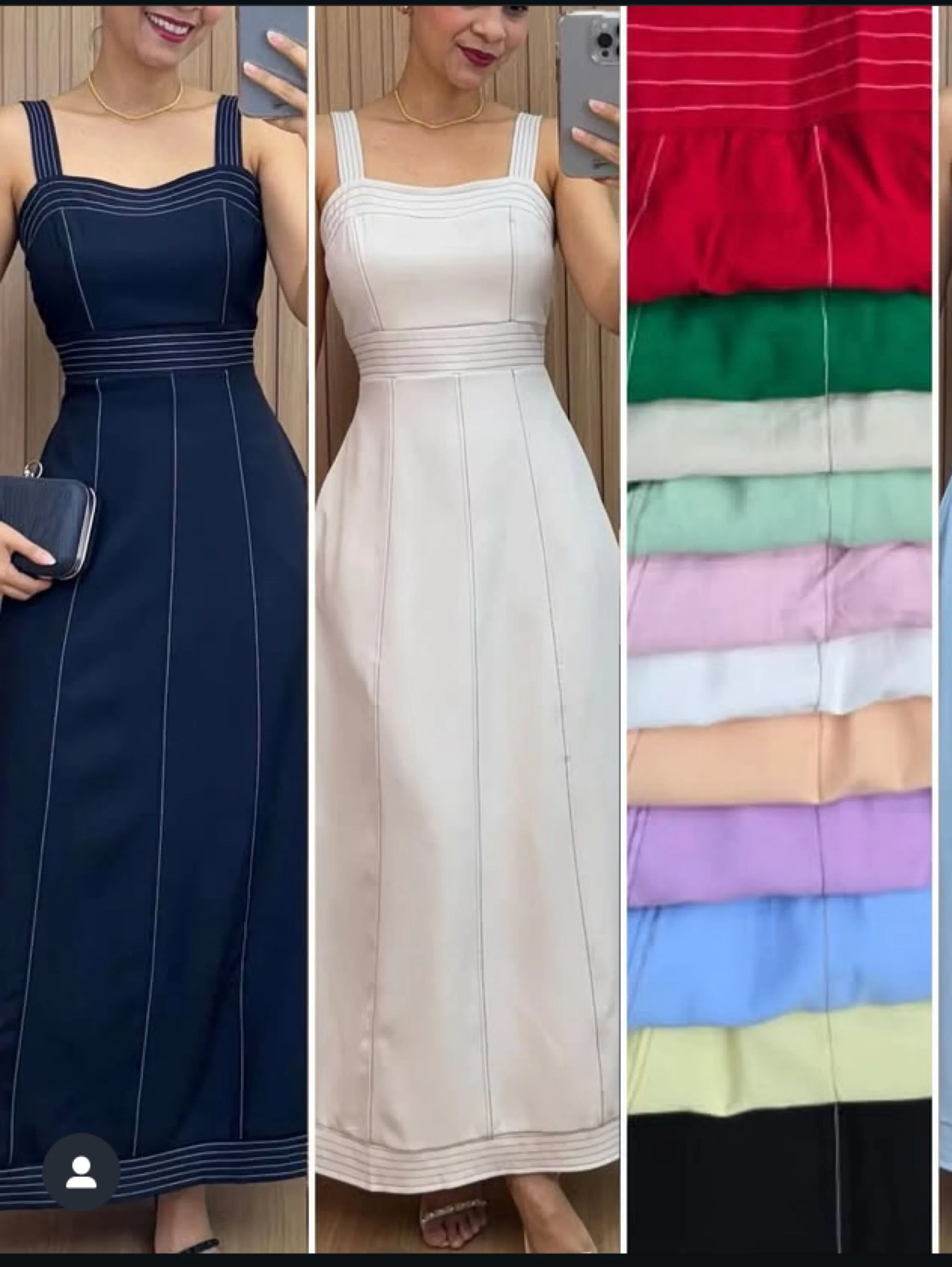 Vestido longuete ,alças grossas e bolsos funcionais
