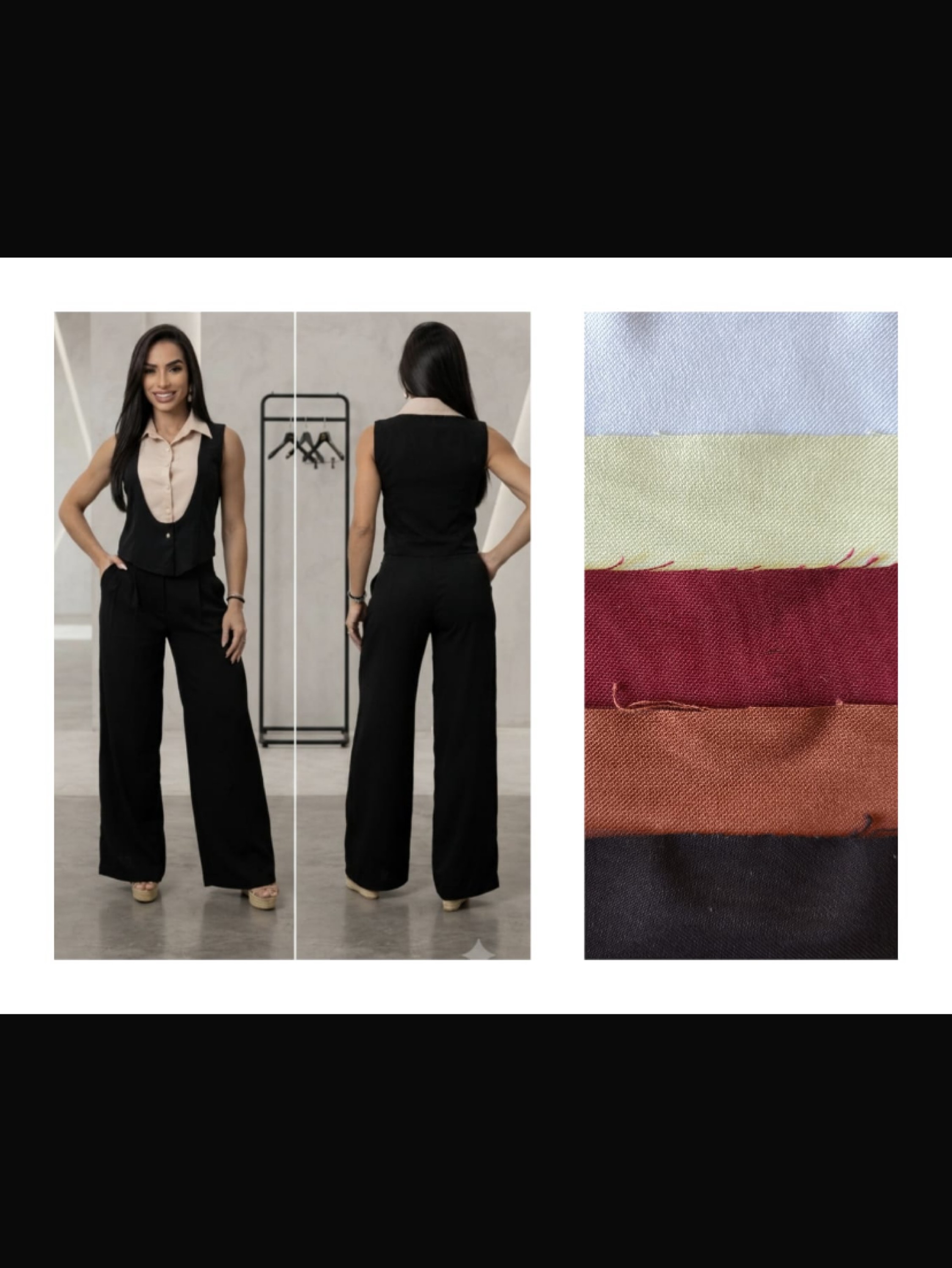 Conjunto Mia calça Pantalona e colete sobreposto