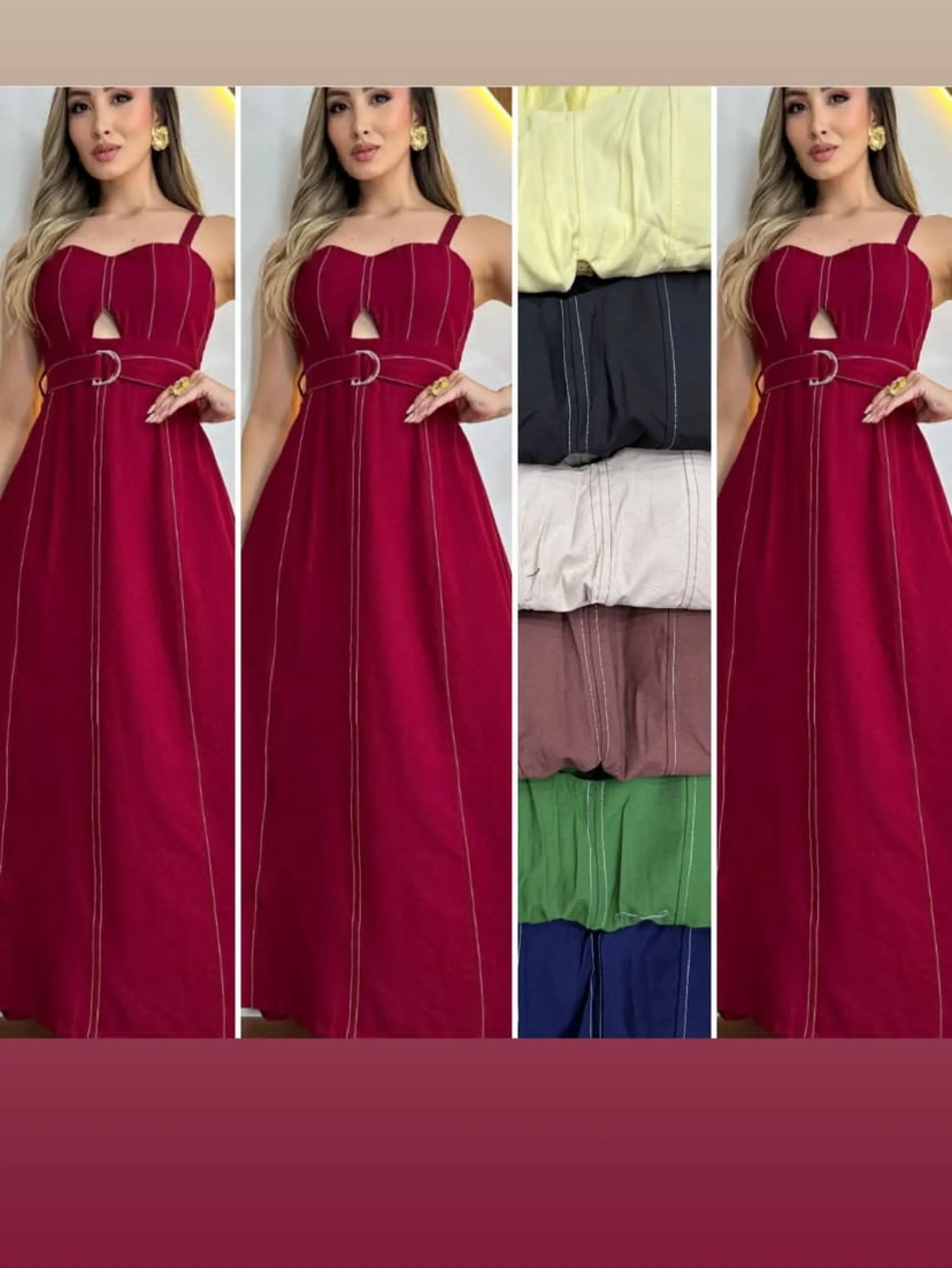 Vestido longo com borjo tecido sensorial veste até 40
