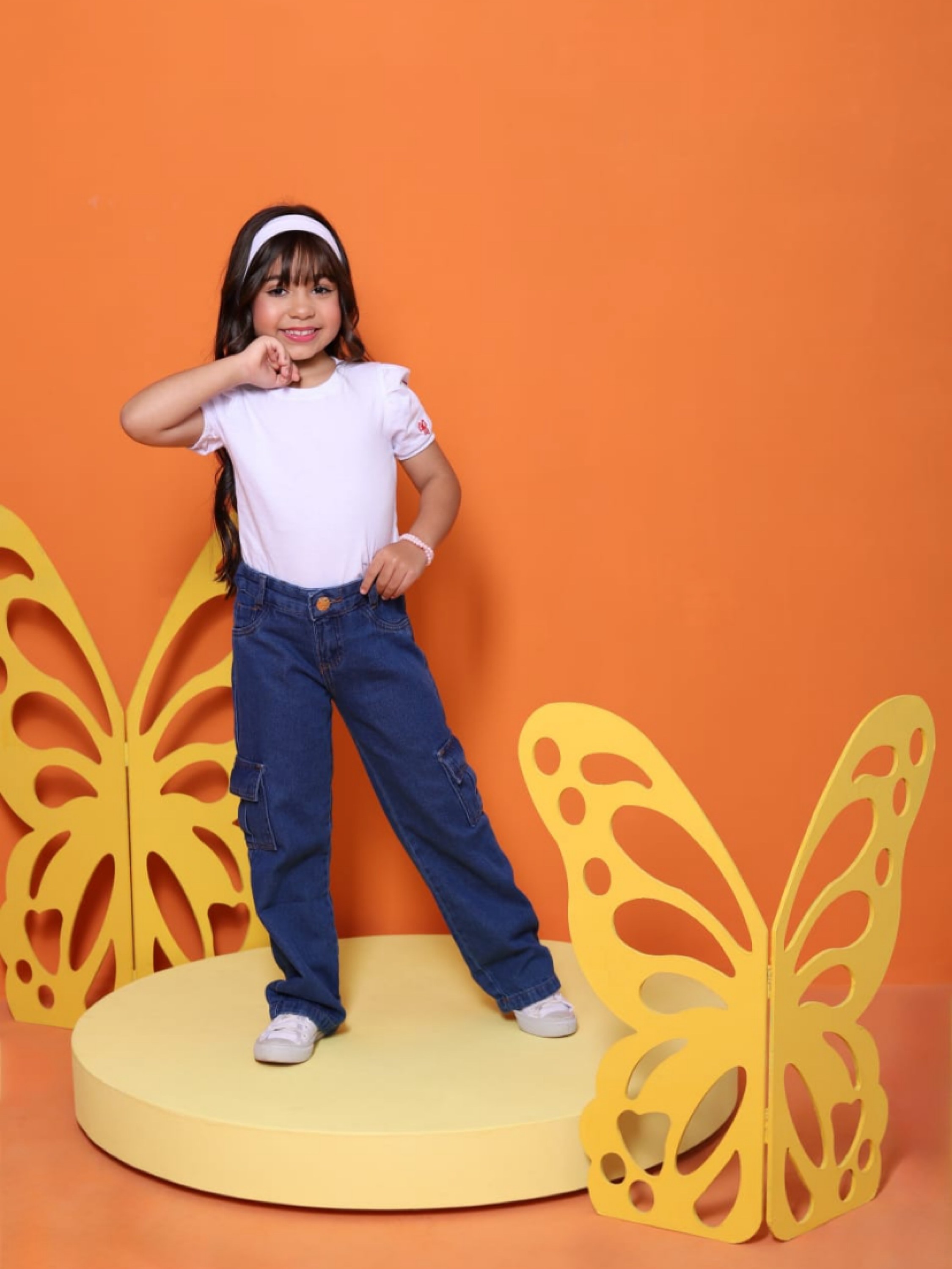 Calça jeans cargo infantil