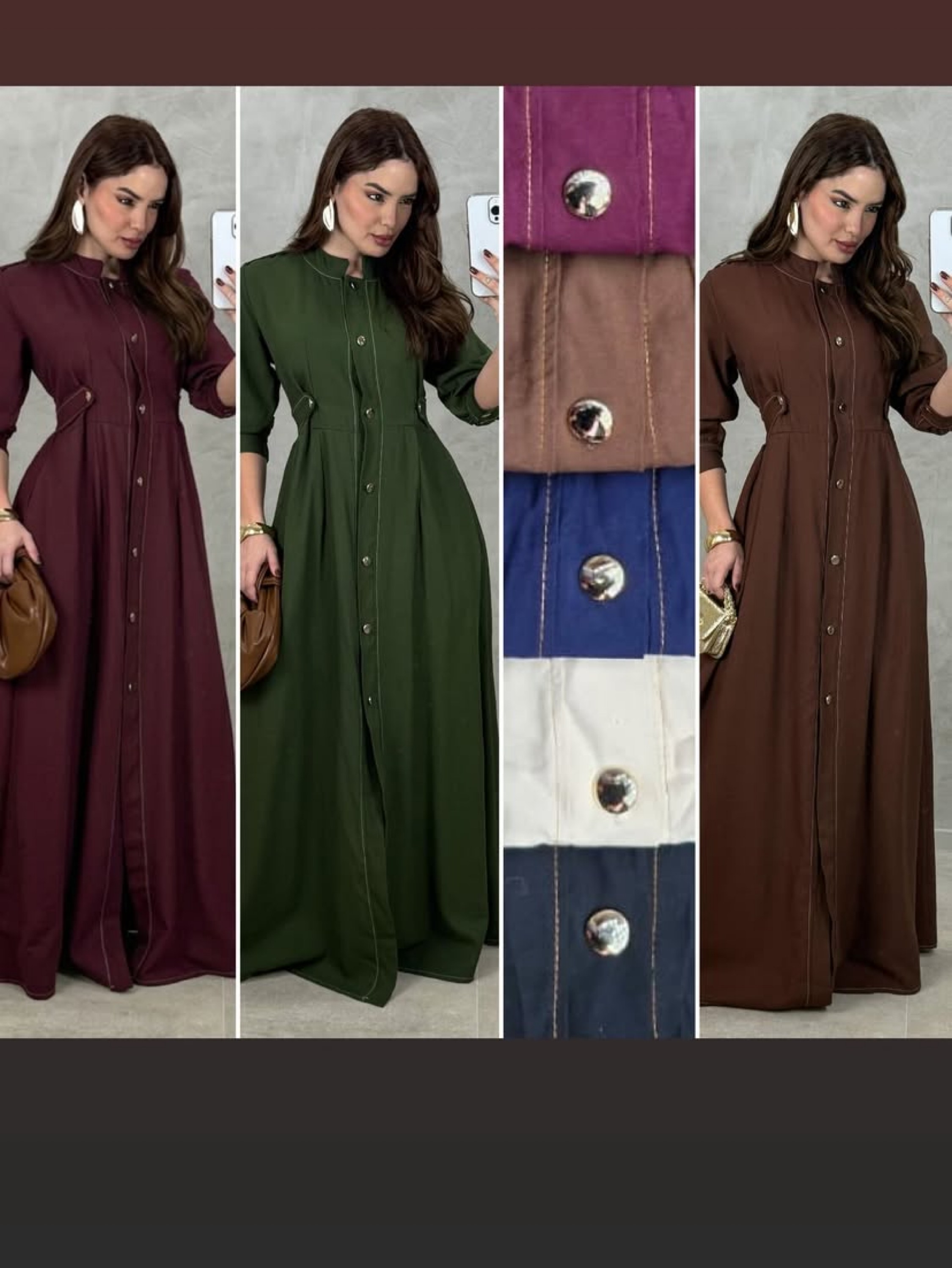 Vestido longo gola de padre