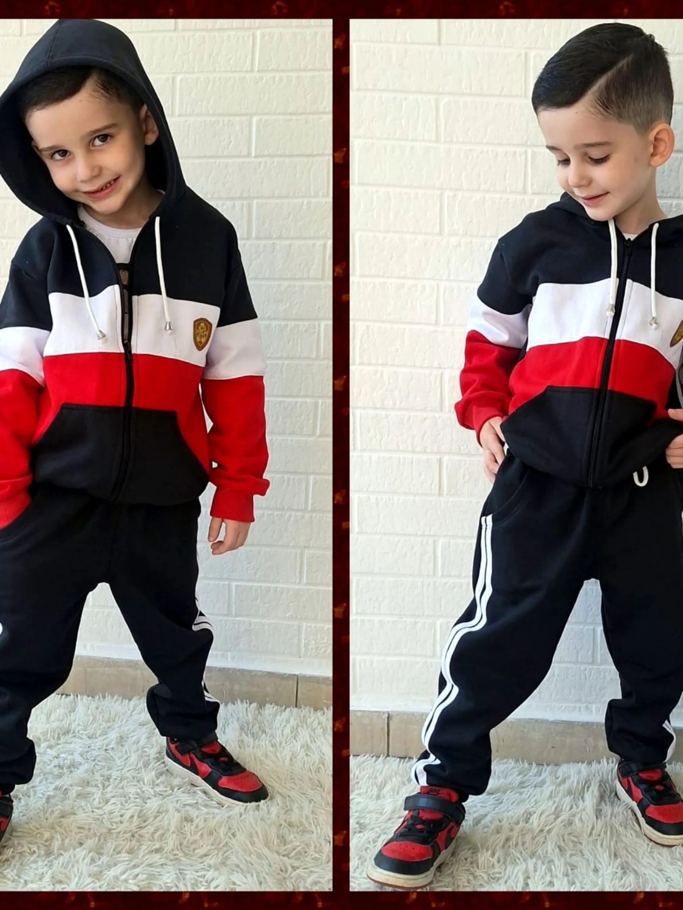 Conjunto de moletom com capuz infantil
