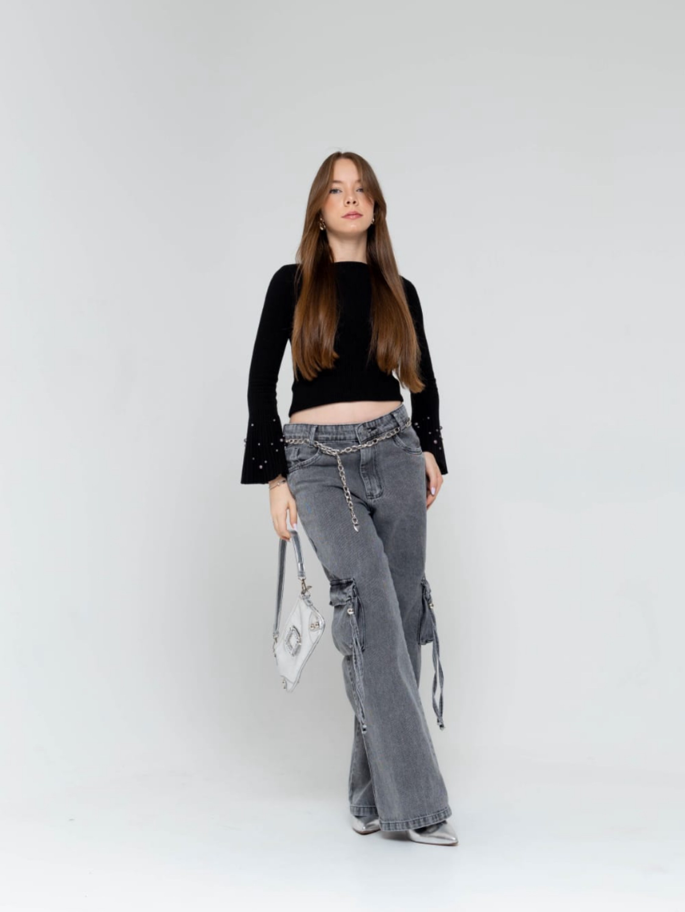 Caixa cargo jeans Bkack juvenil