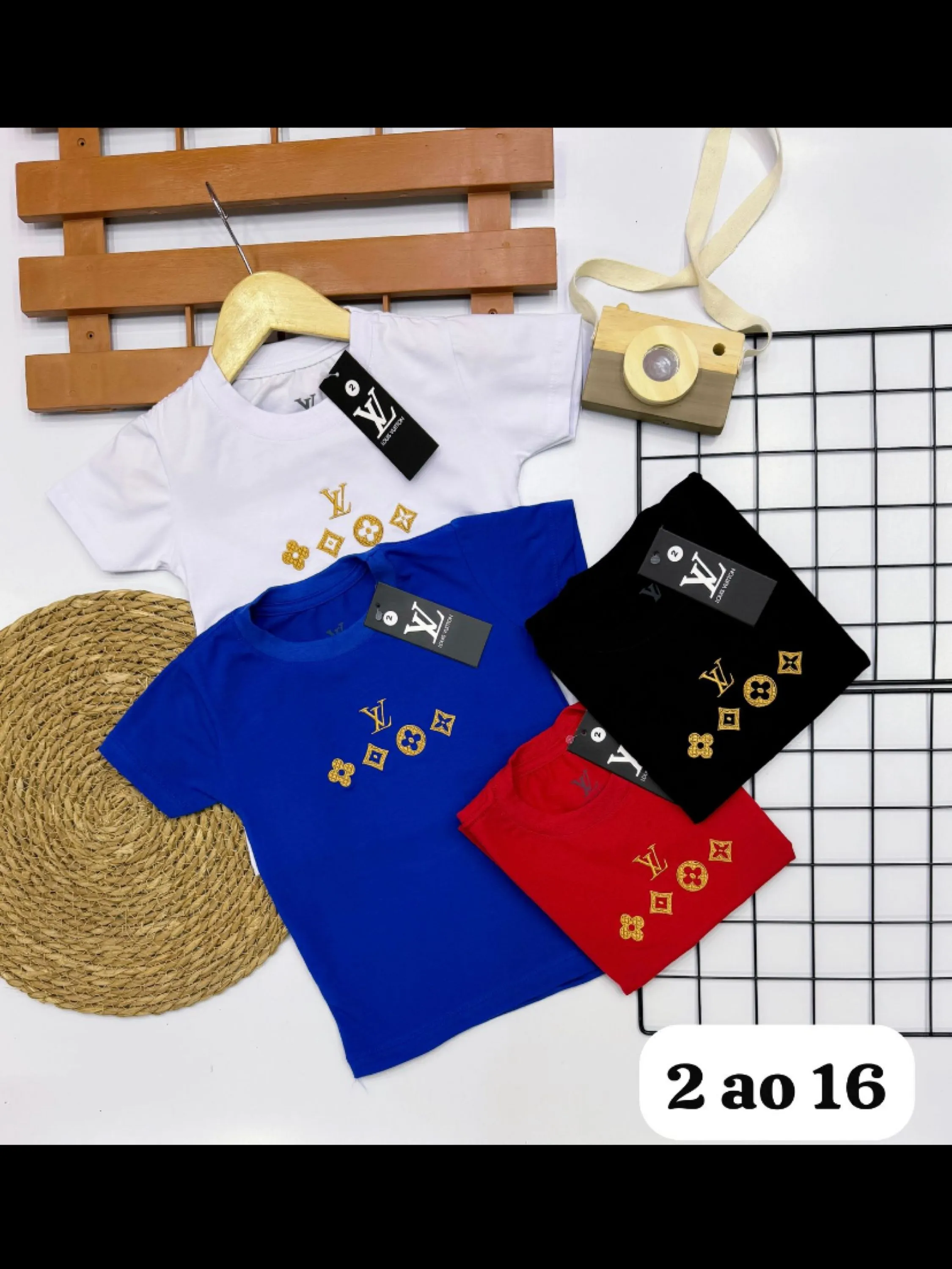 Camiseta LV infantil malha peruana linha premium