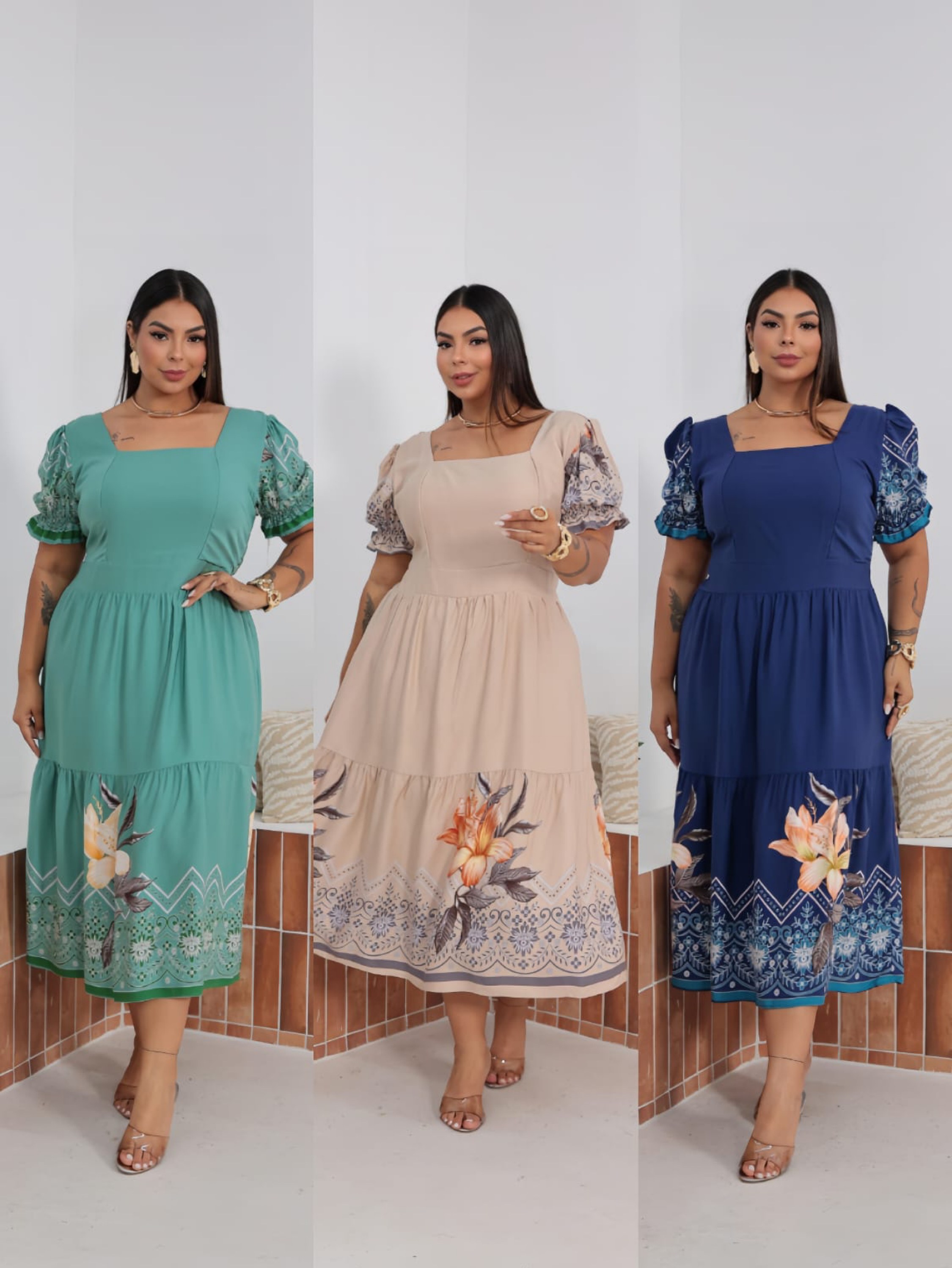Vestido mídi floral