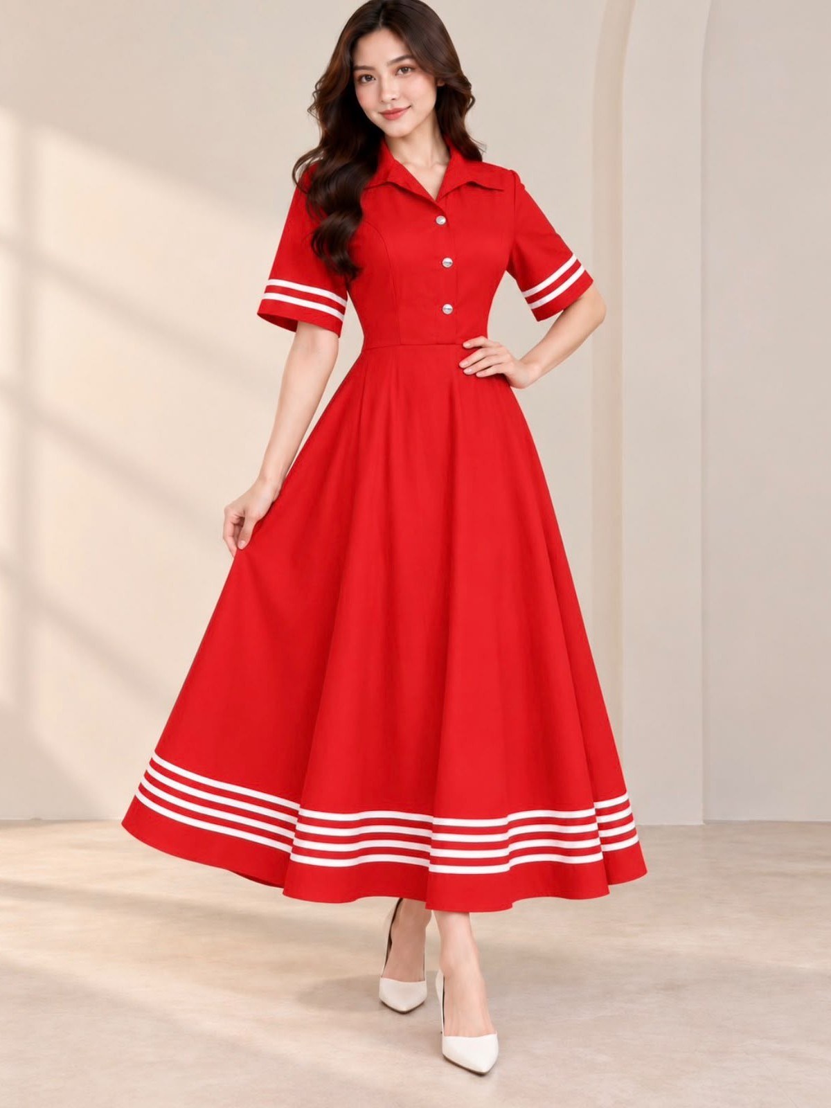 Vestido longo com mangas