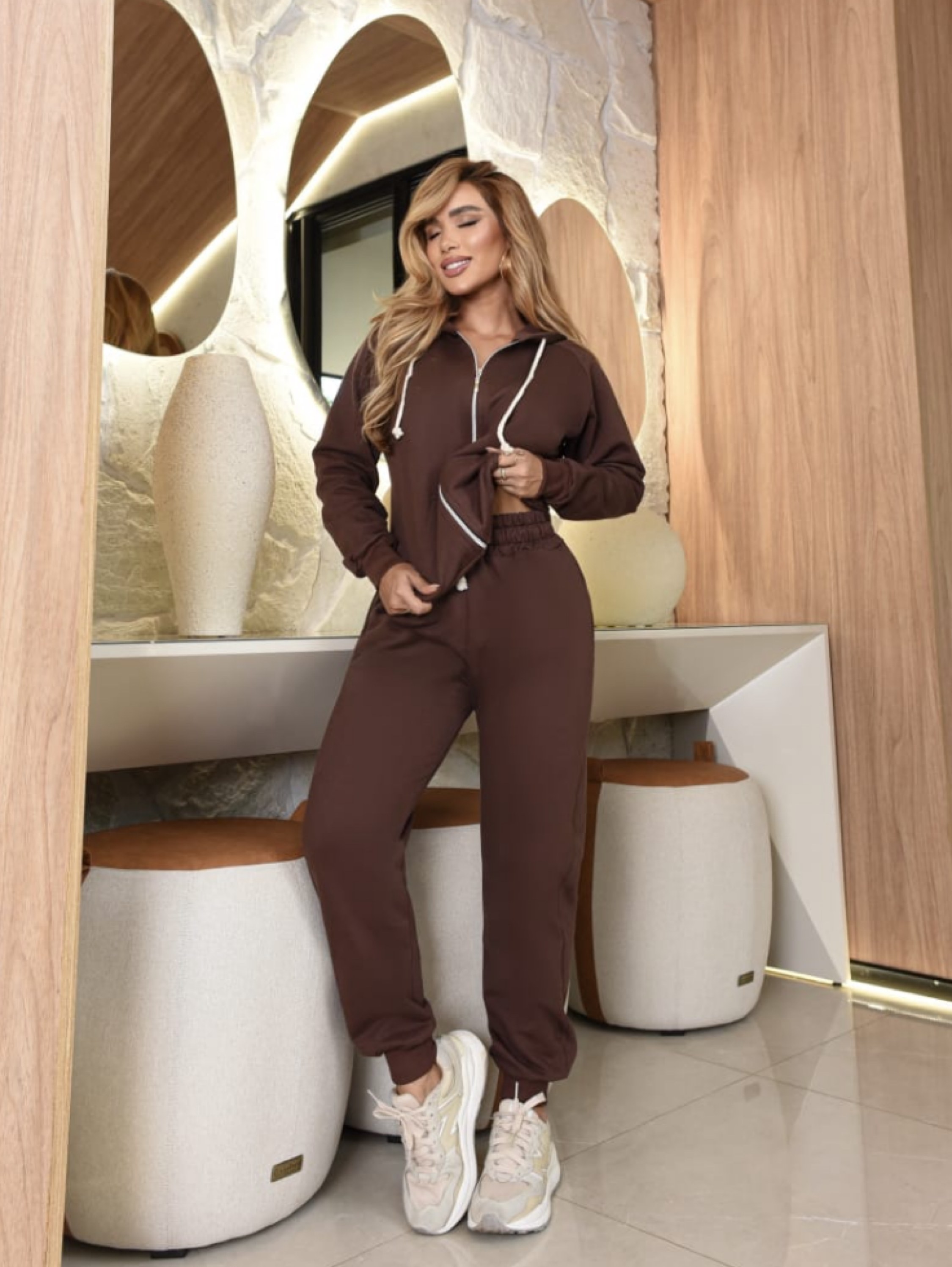 Conjunto de moletom flanelado