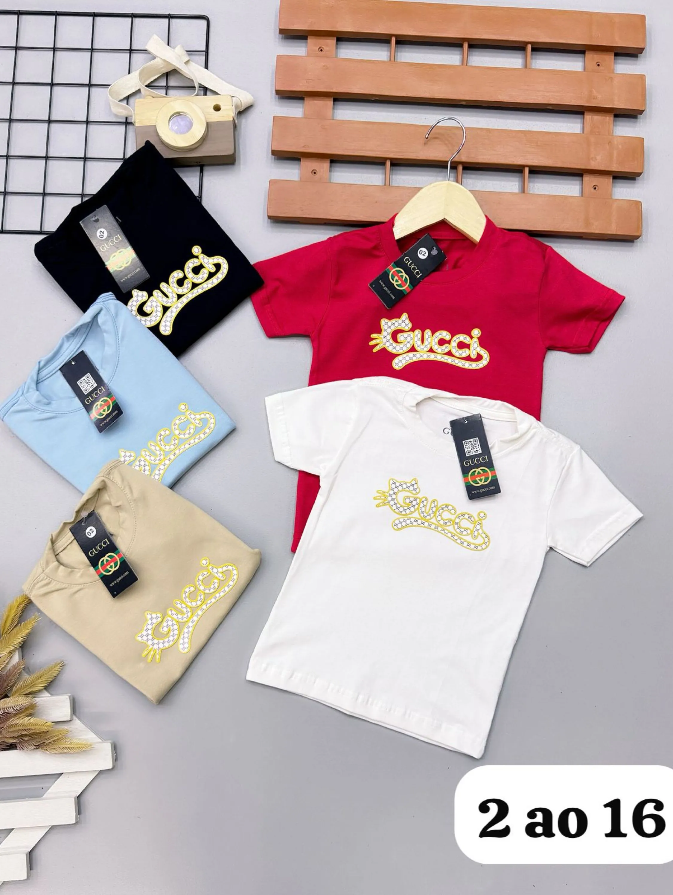 Camiseta Gucci infantil/huvenil malha peruana
