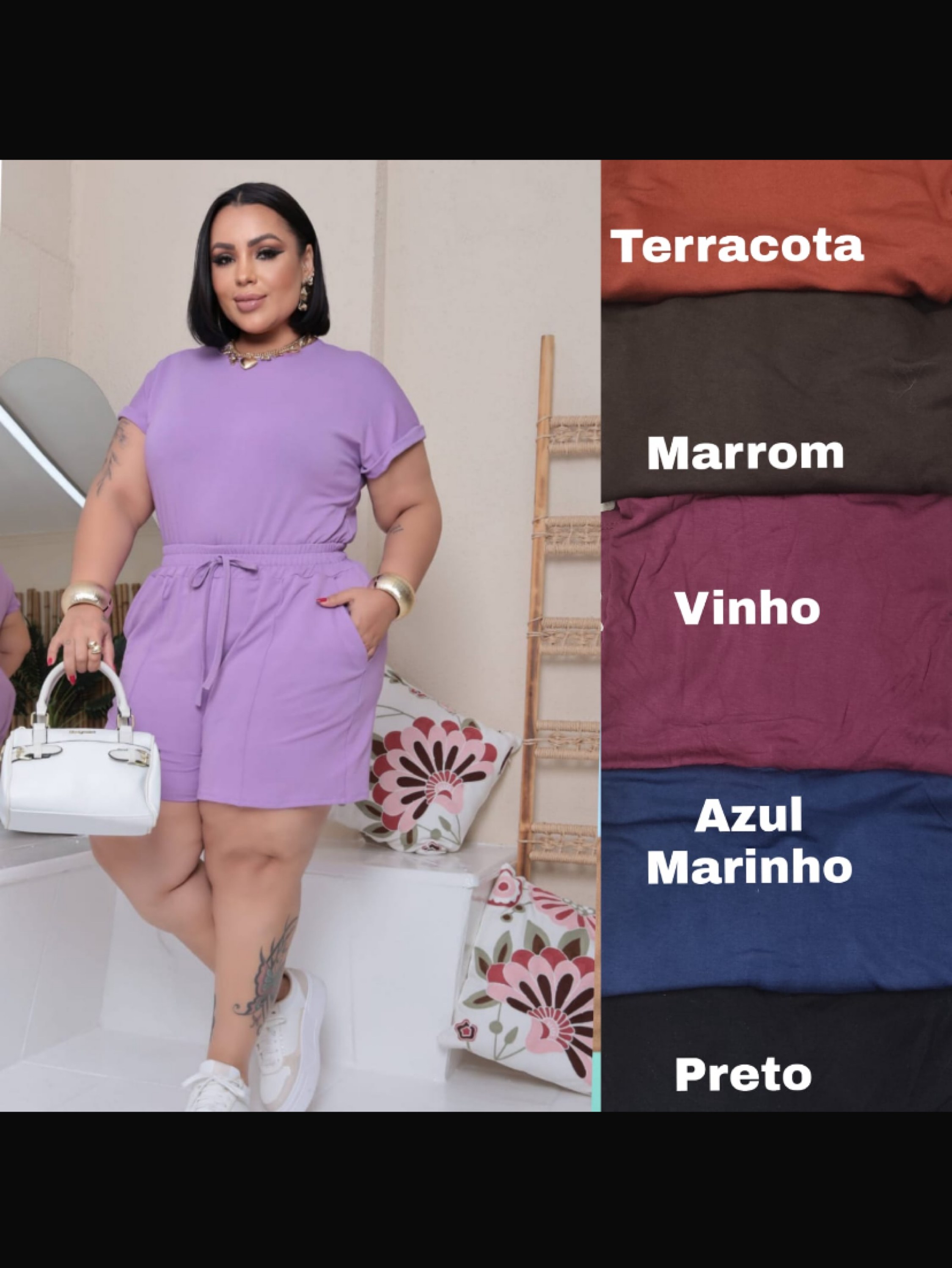 Conjunto shorts e blusa plus size