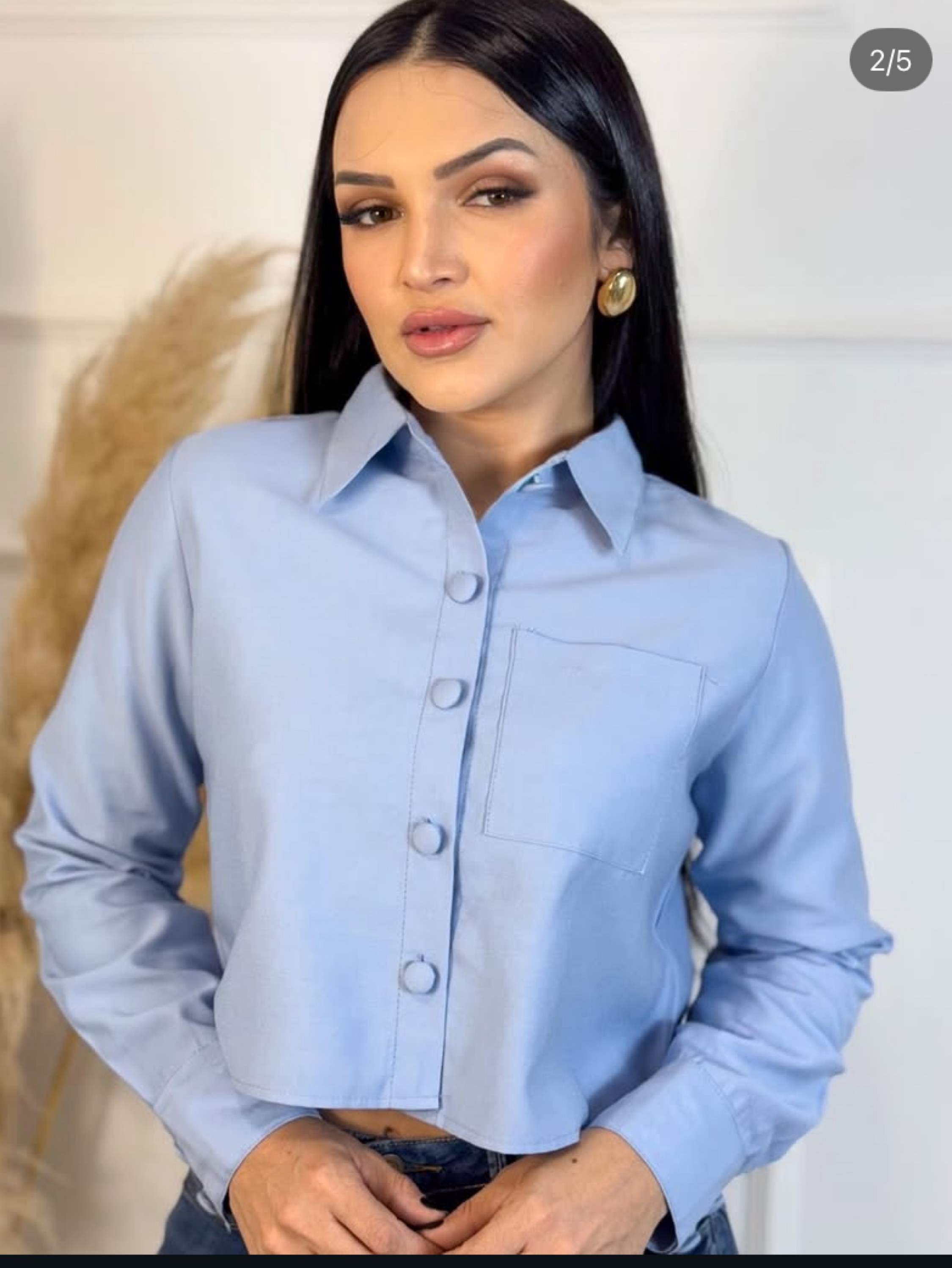 Camisa crooped manga longa