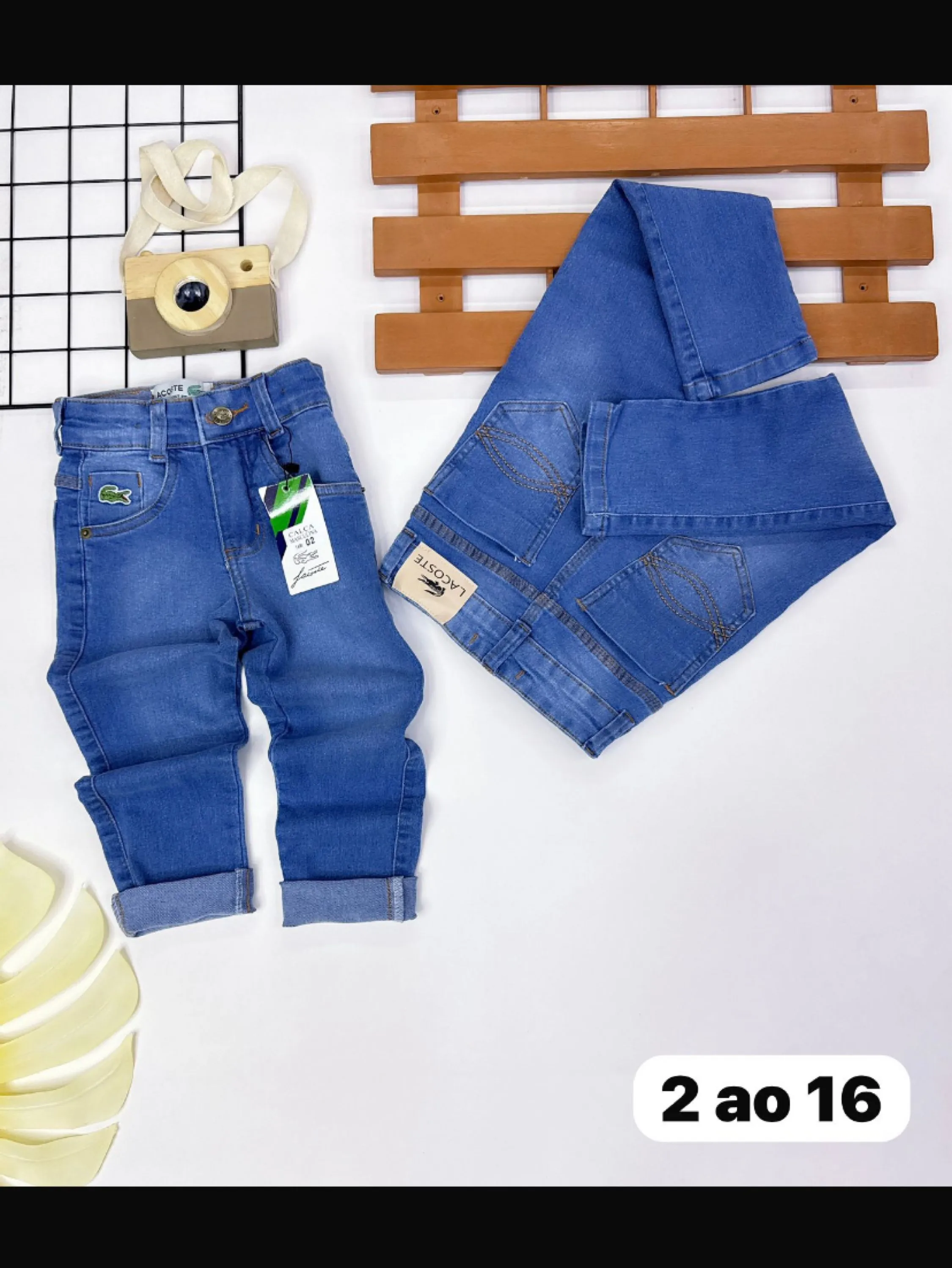 Calça jeans Lacoste infantil/juvenil