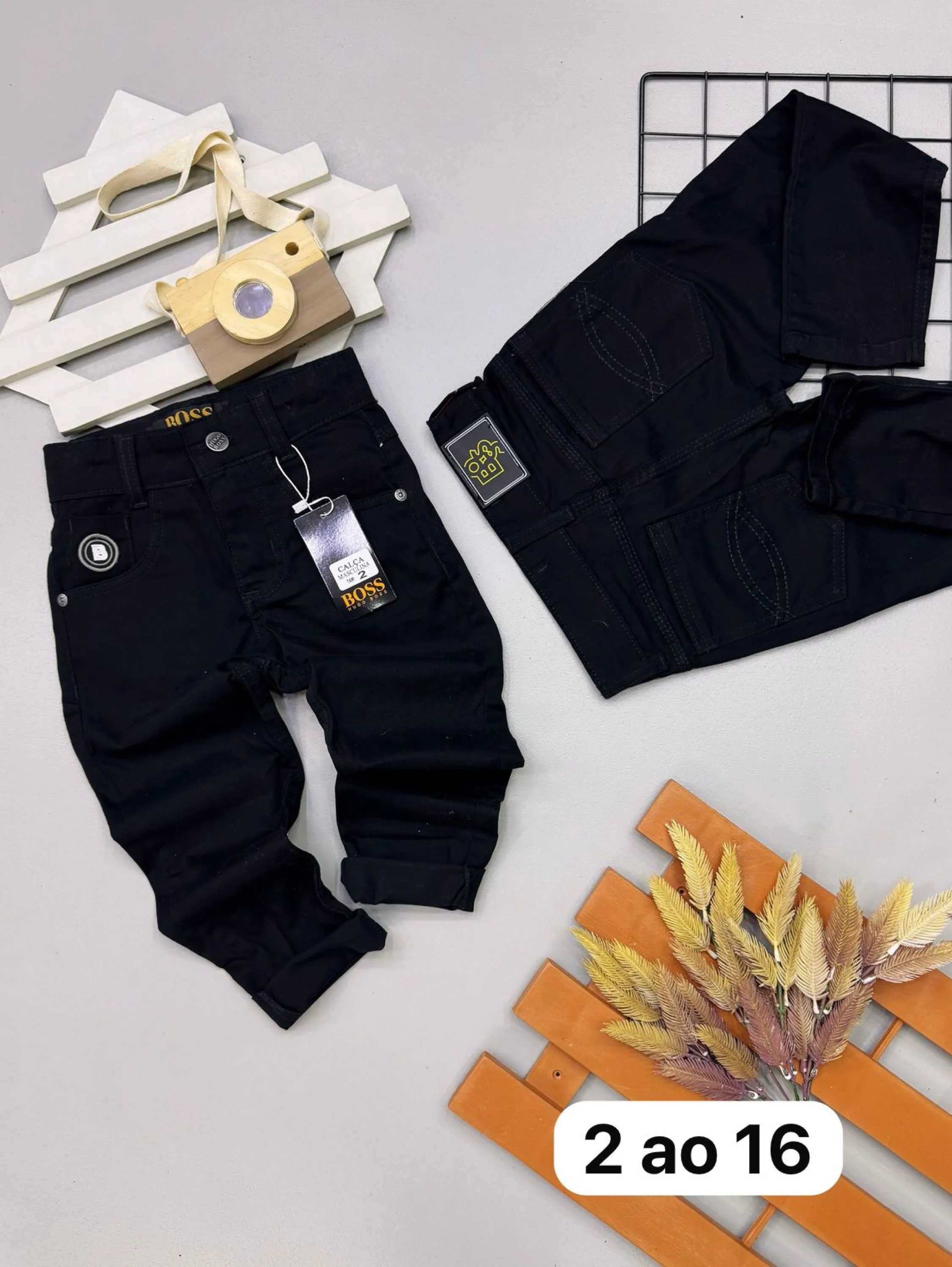 Calça sarja Boss infantil/juvenil