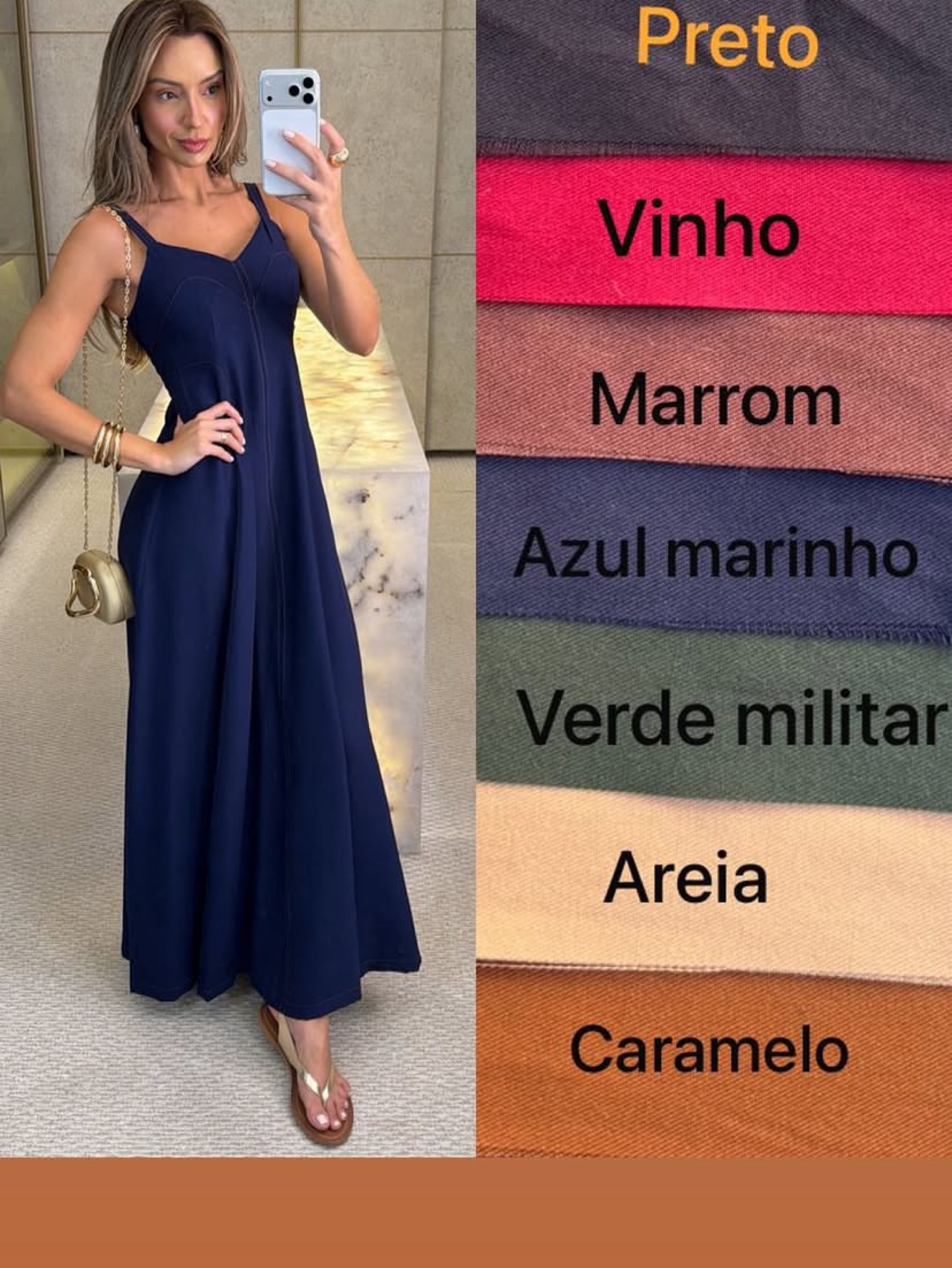 Vestido longo de alça