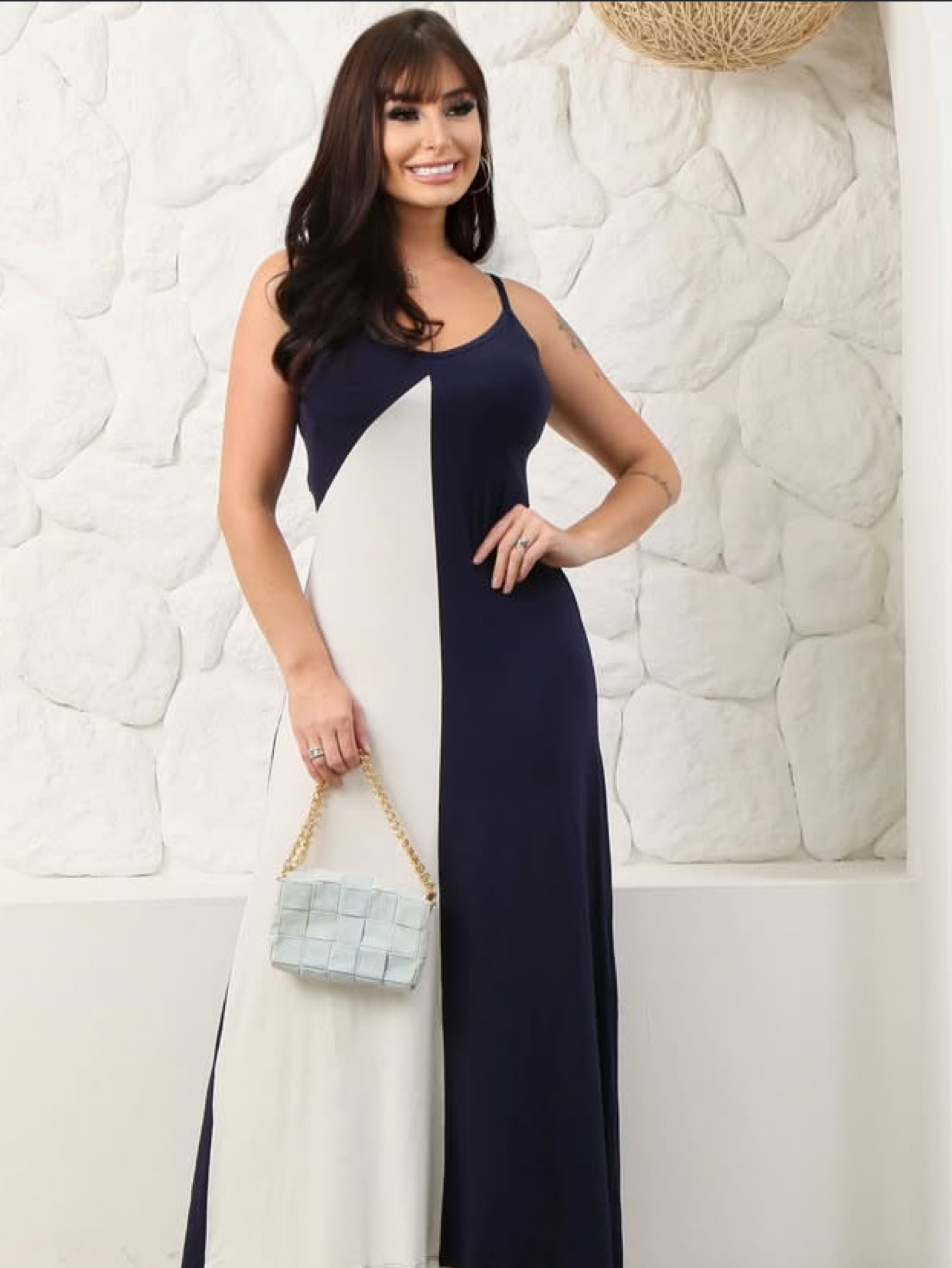 Vestido longo de alça