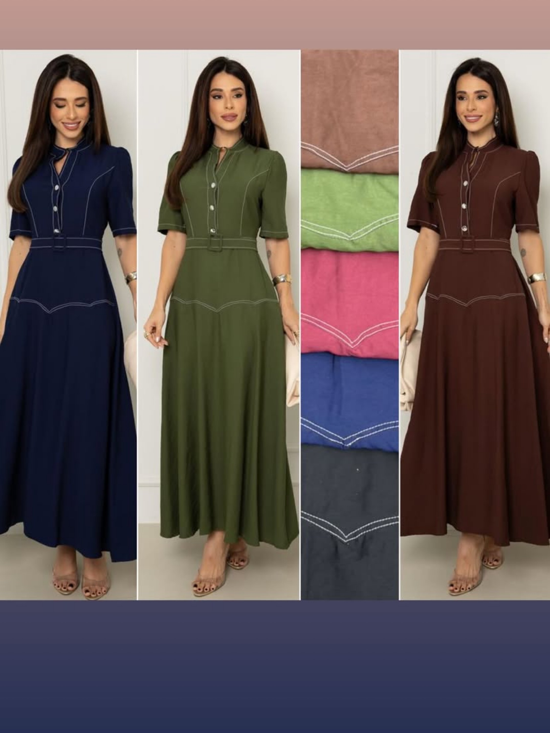 Vestido longo com mangas