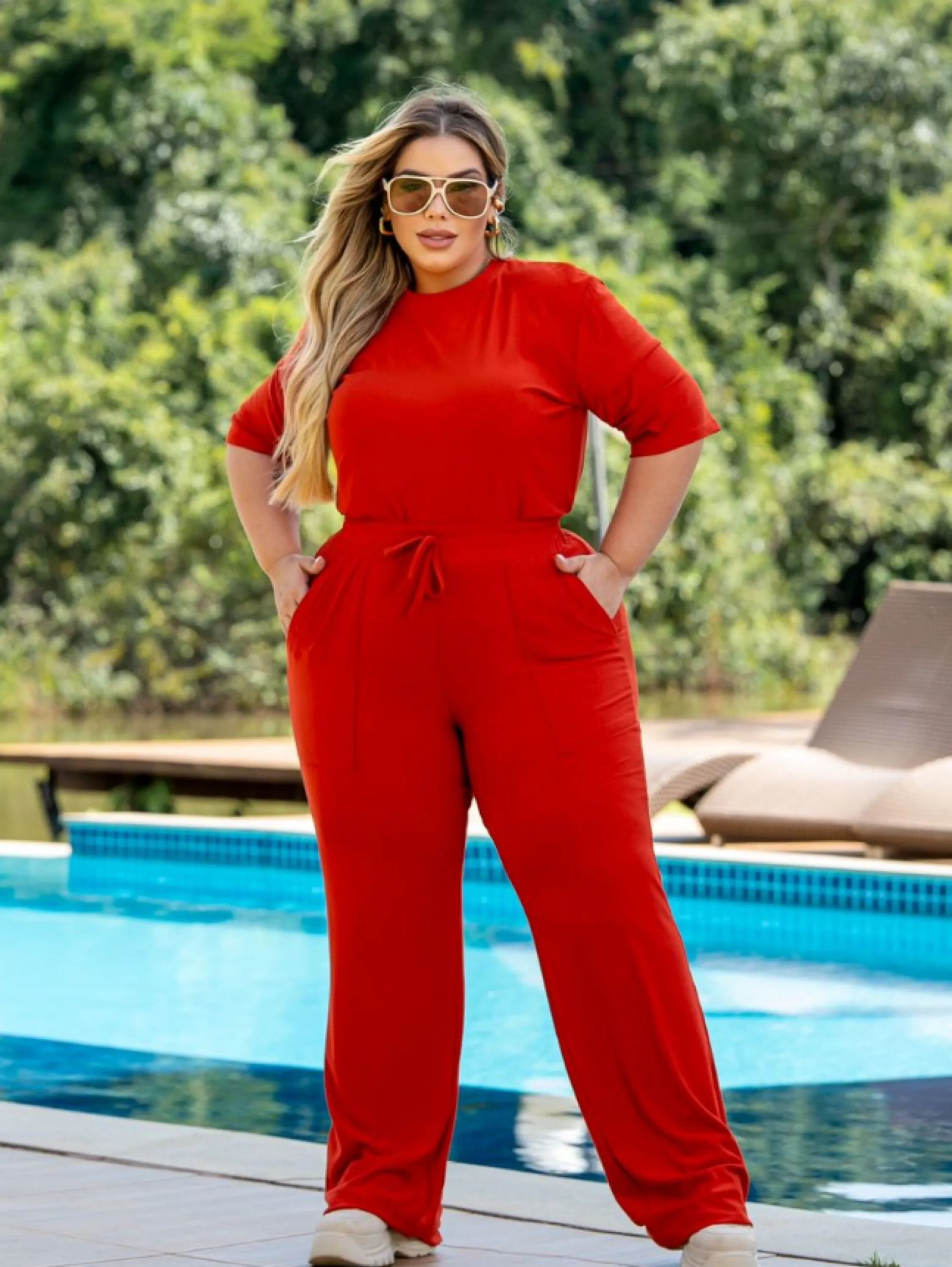 Conjunto Lily PLUS SIZE manga 3/4 e pantalona