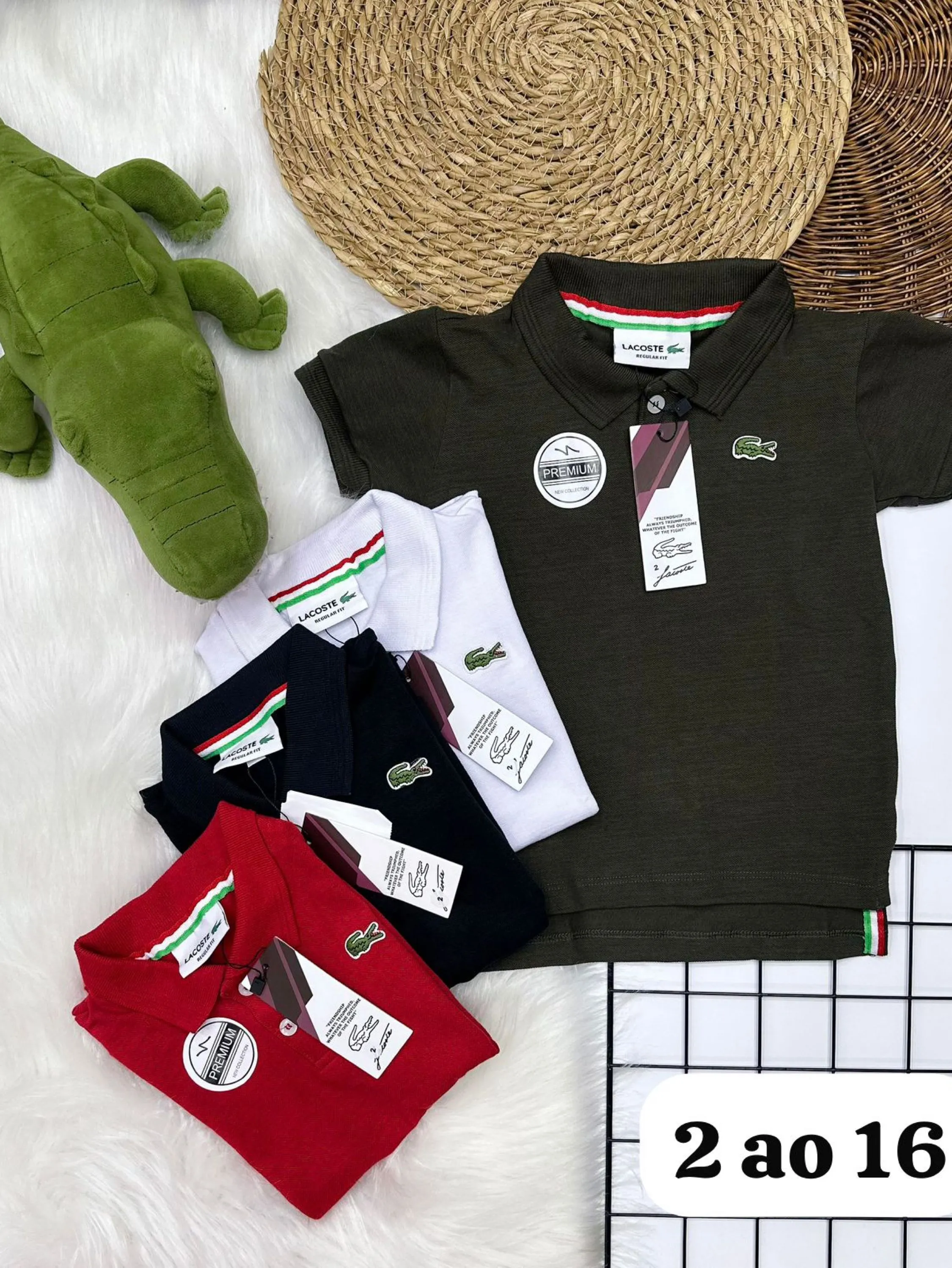 Polo Lacoste infantil/juvenil tecido Elastano linha premium