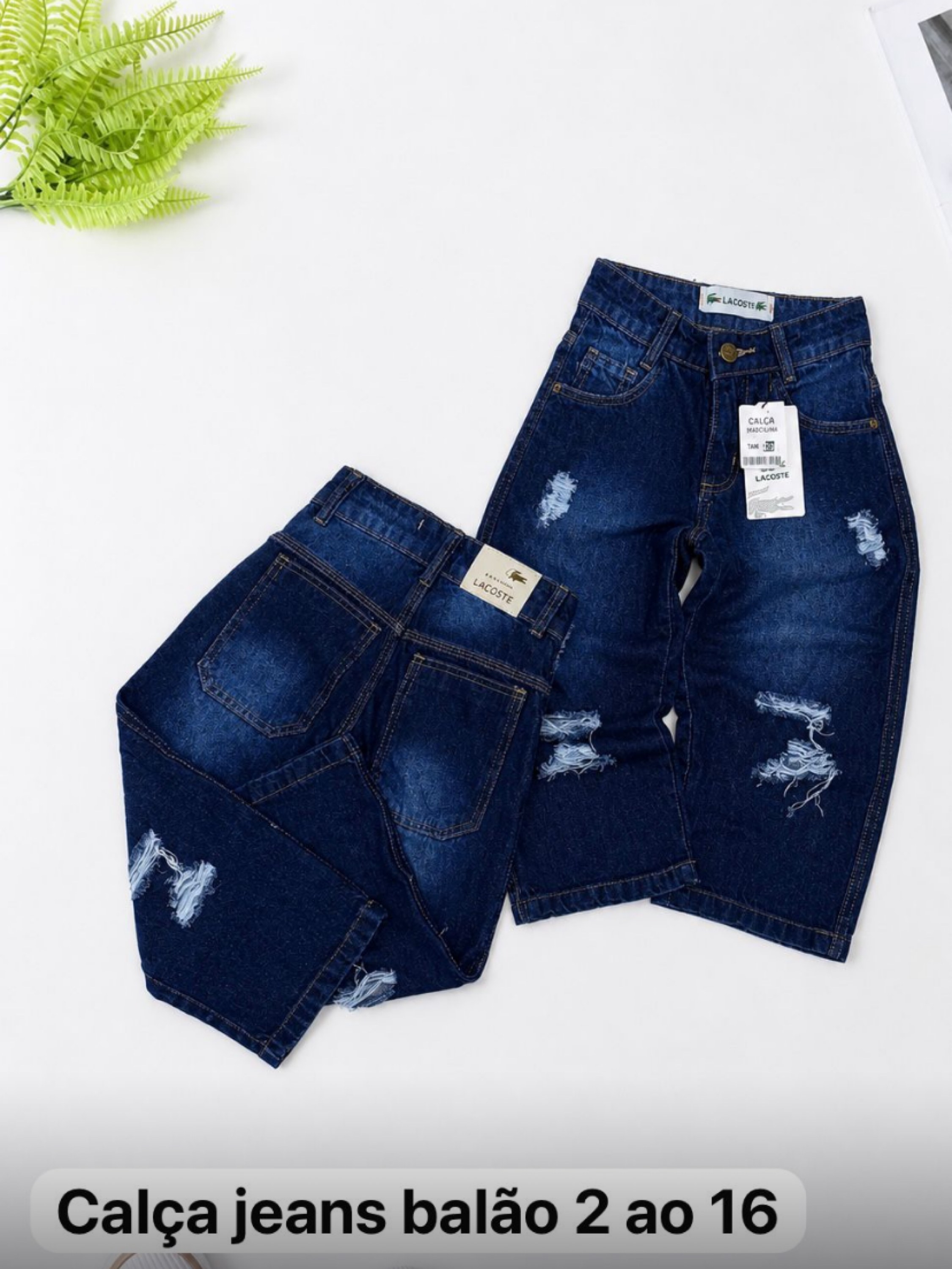 Calça jeans balão Lacoste infantil/iuvenil